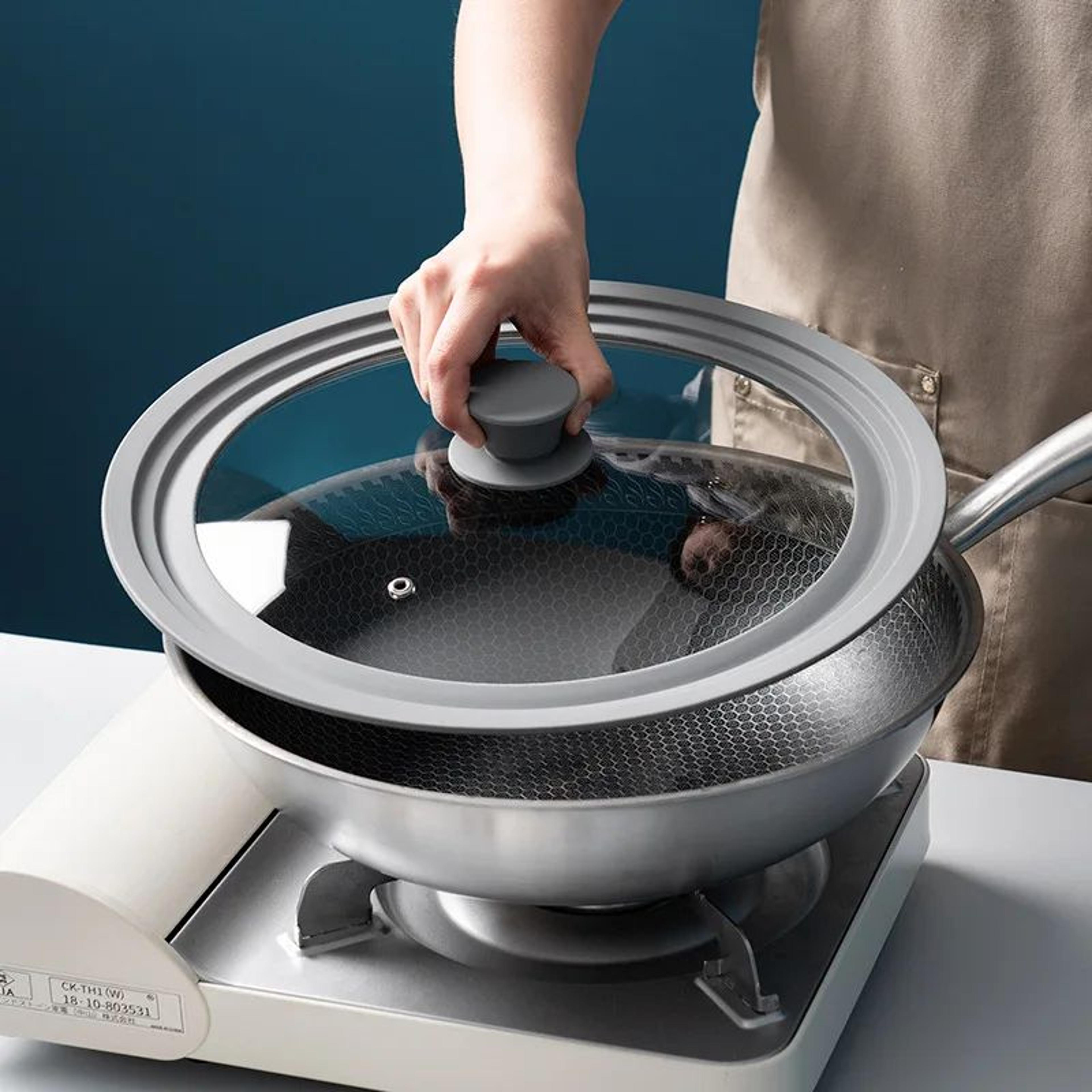 multifunctional glass pot lid with heat resistant silicone rim cookware part
