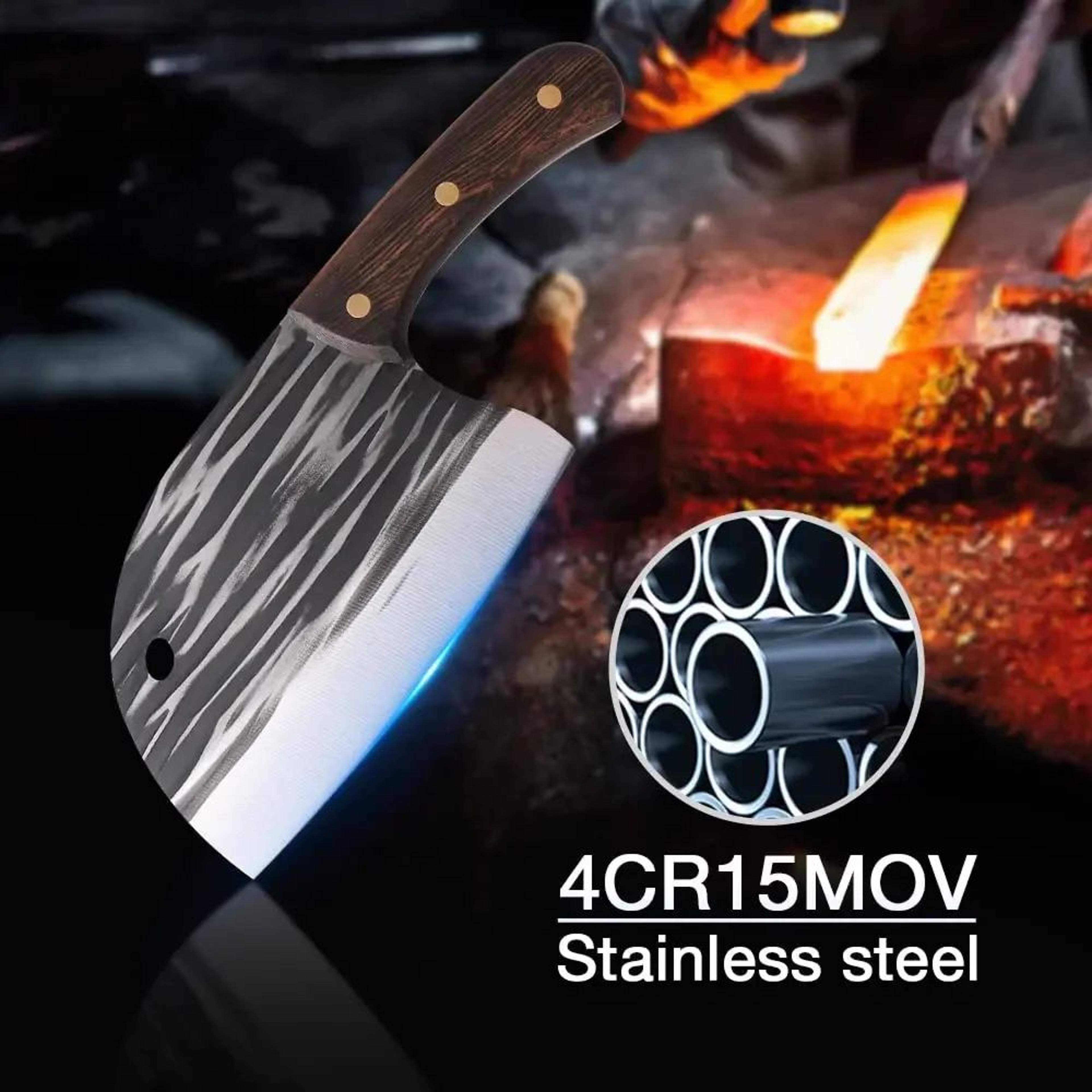 heavy duty high carbon steel meat cleaver with wooden handle