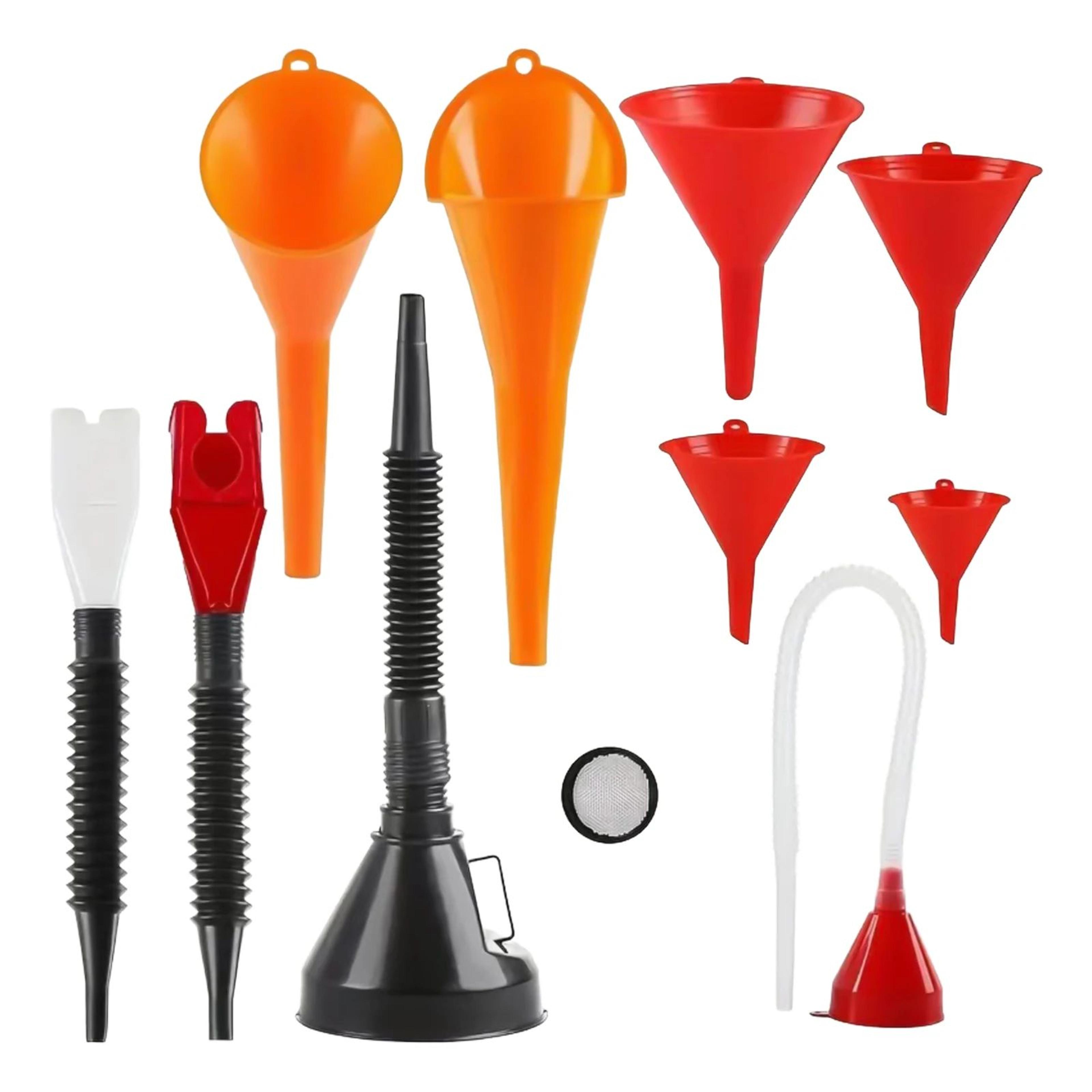 automotive wide mouth flexible funnel set for oil and fuel