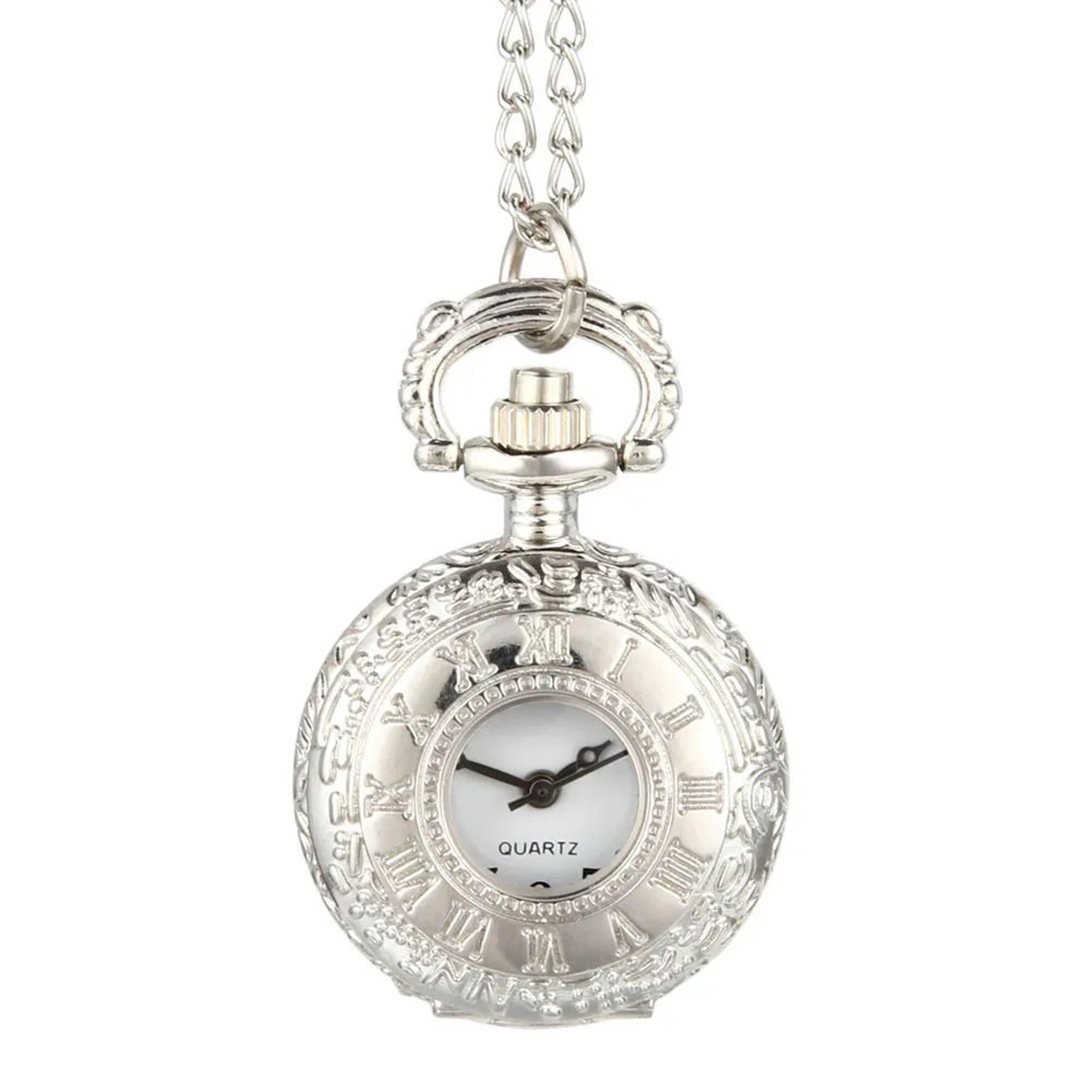 vintage dual time clock pendant necklace watch