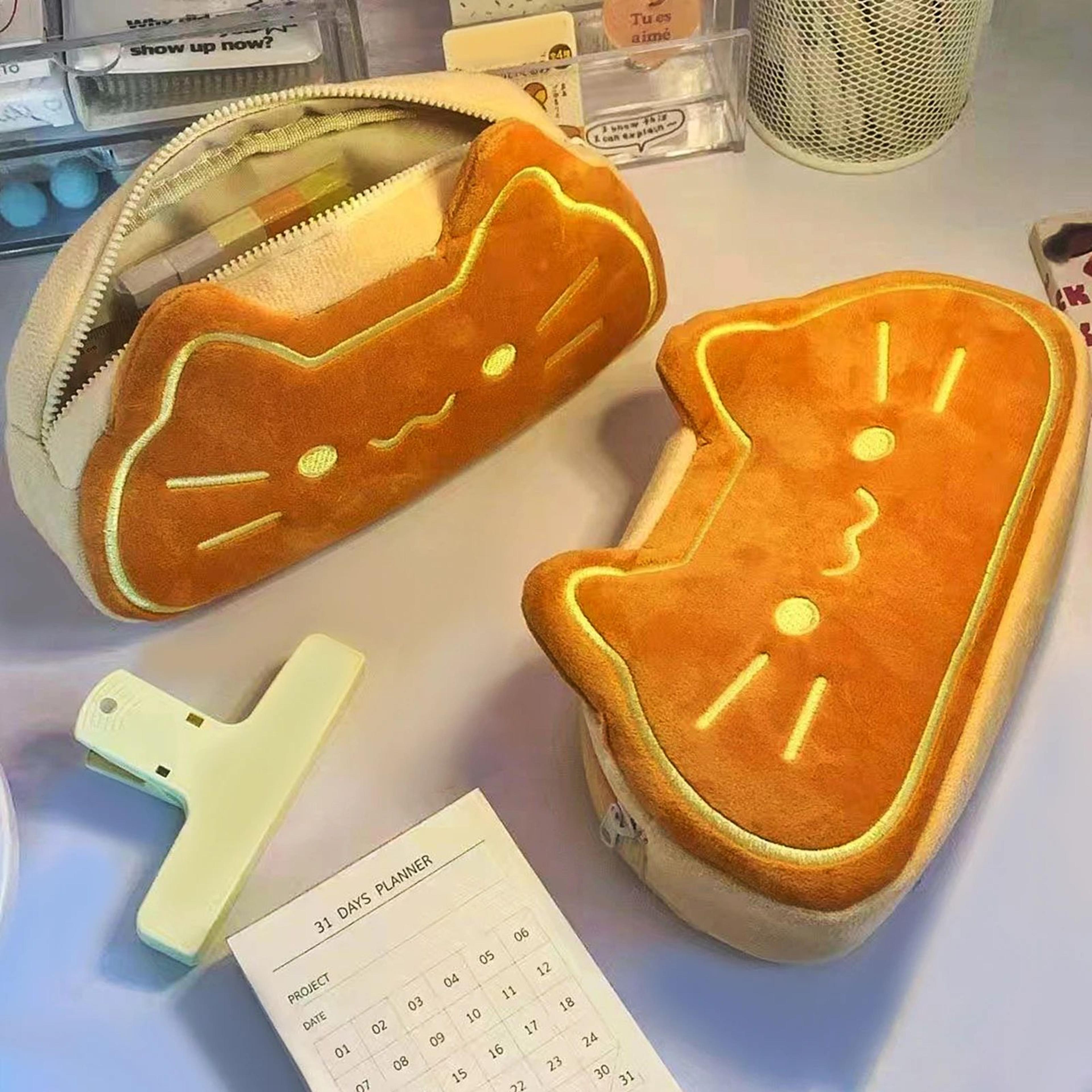 kawaii cat plush portable pencil case stationery bag