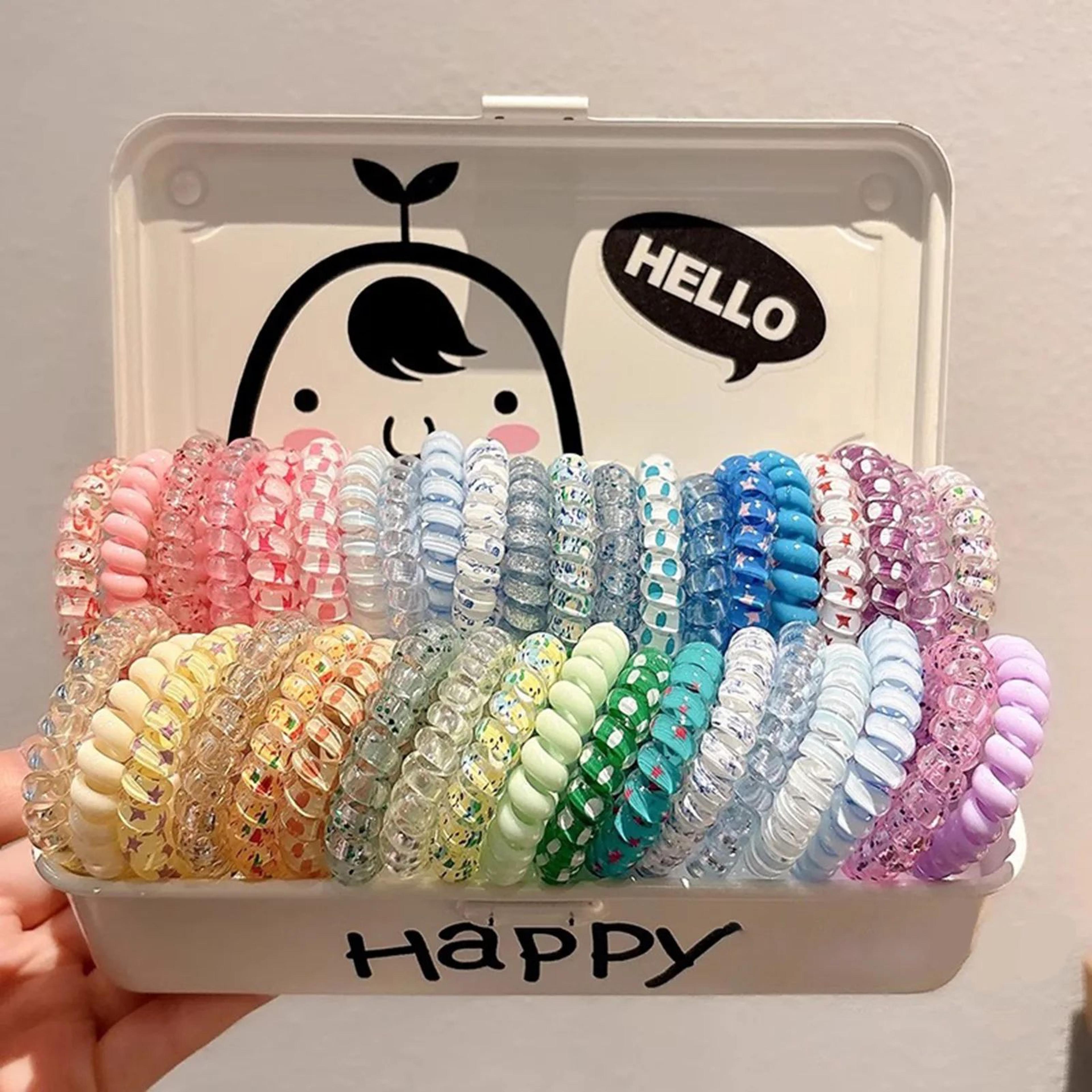 colorful braided telephone wire elastic hair ties set