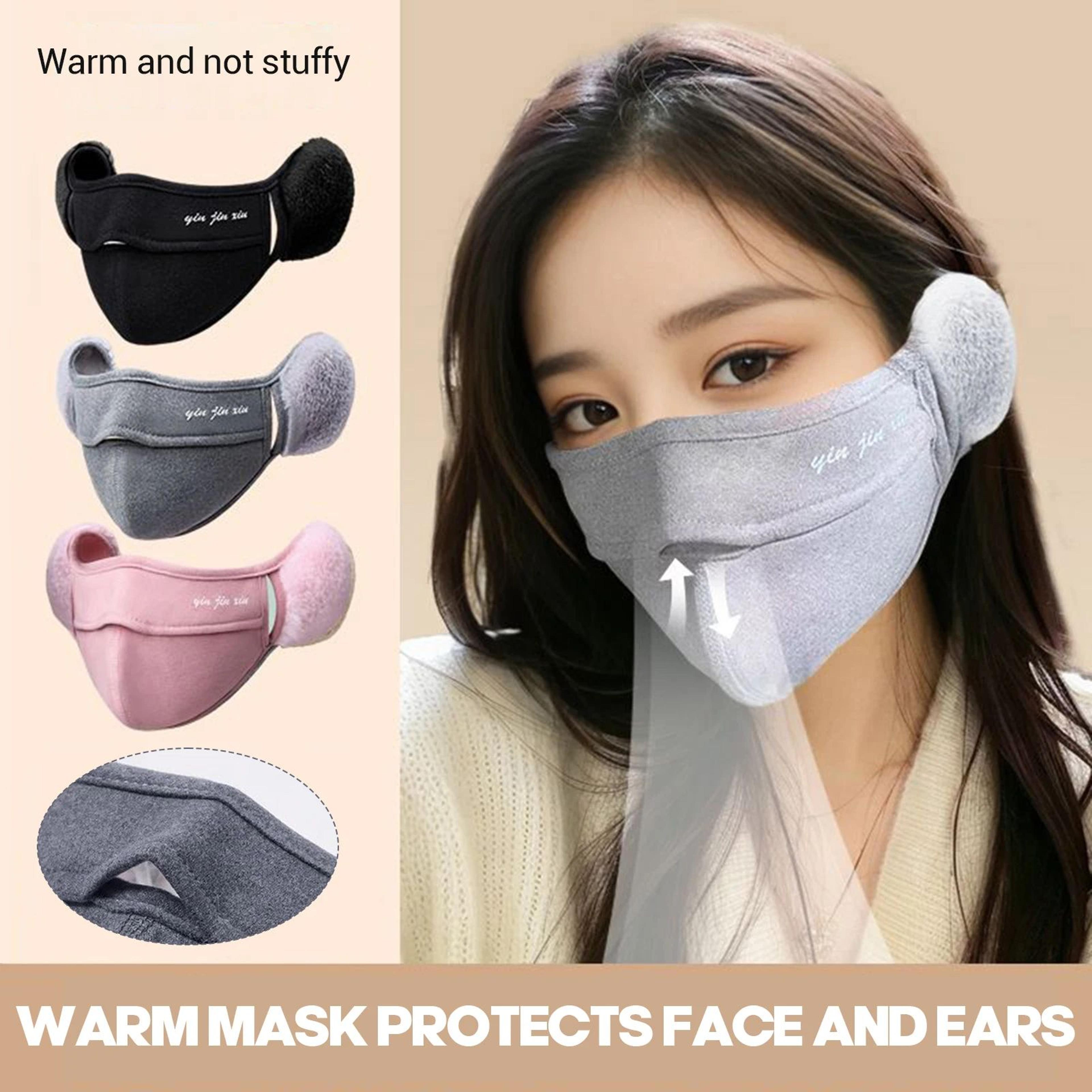 womens winter windproof face mask with earmuffs for cycling