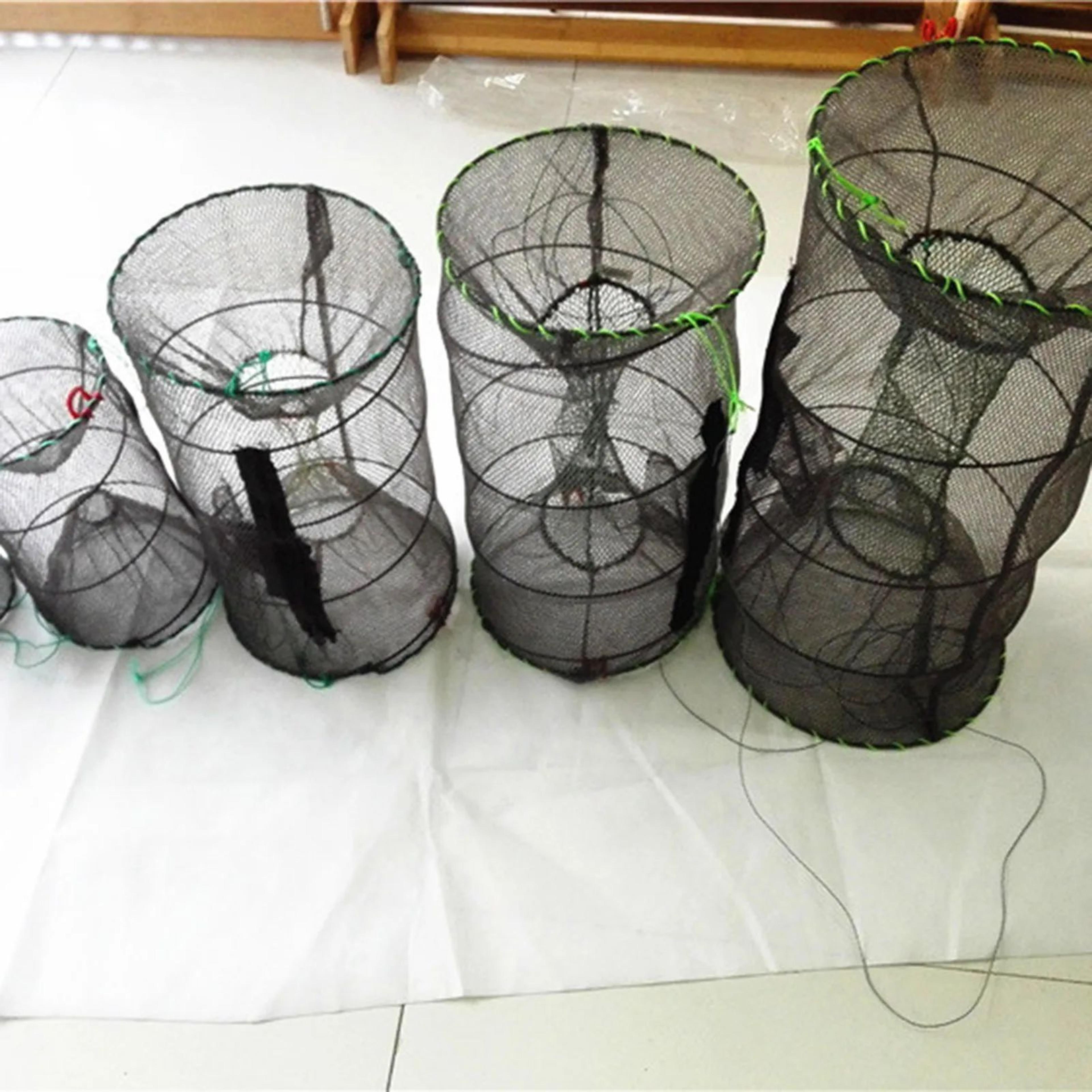 portable multi layer foldable nylon fishing net cage