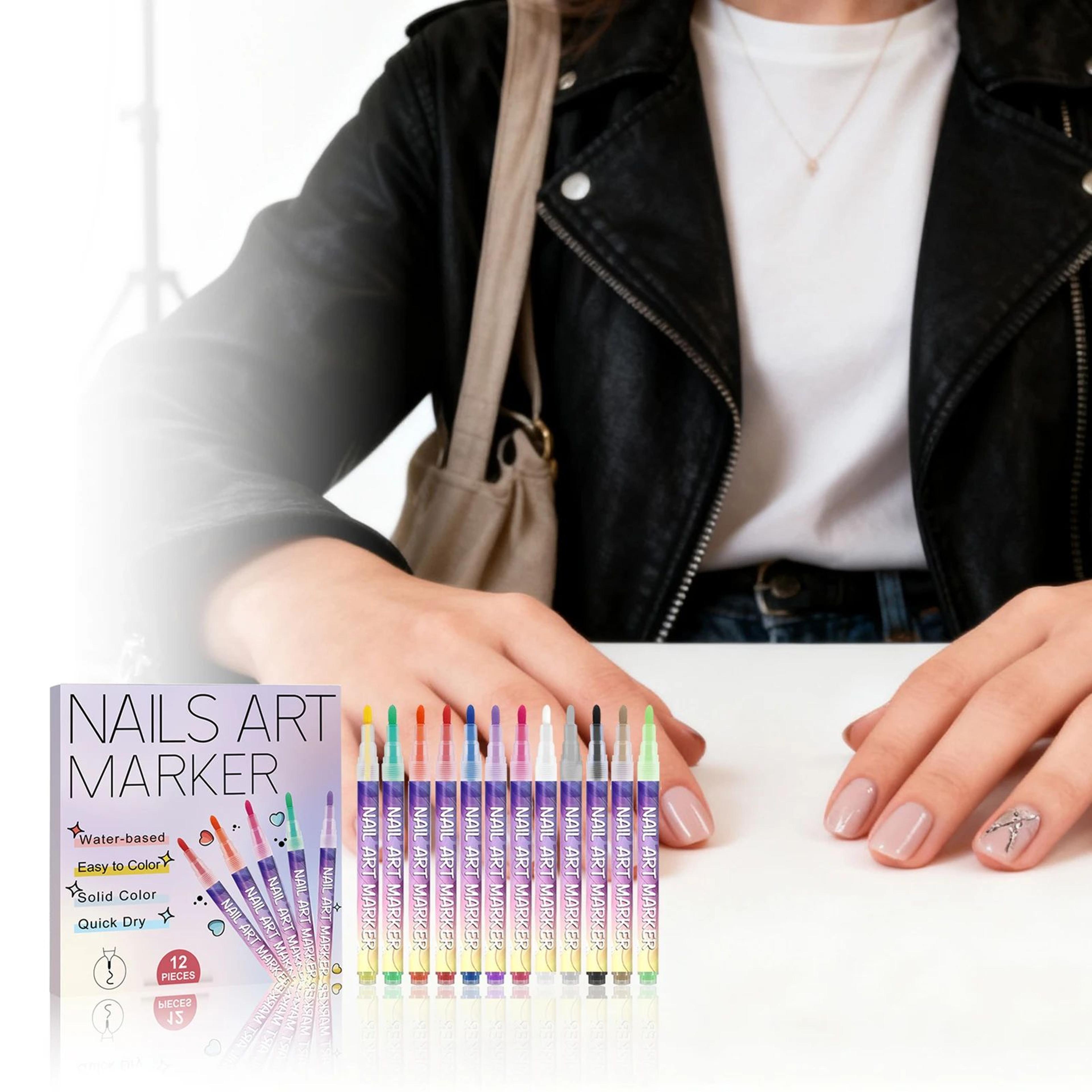 12 piece fine tip nail art pens for diy manicure designs