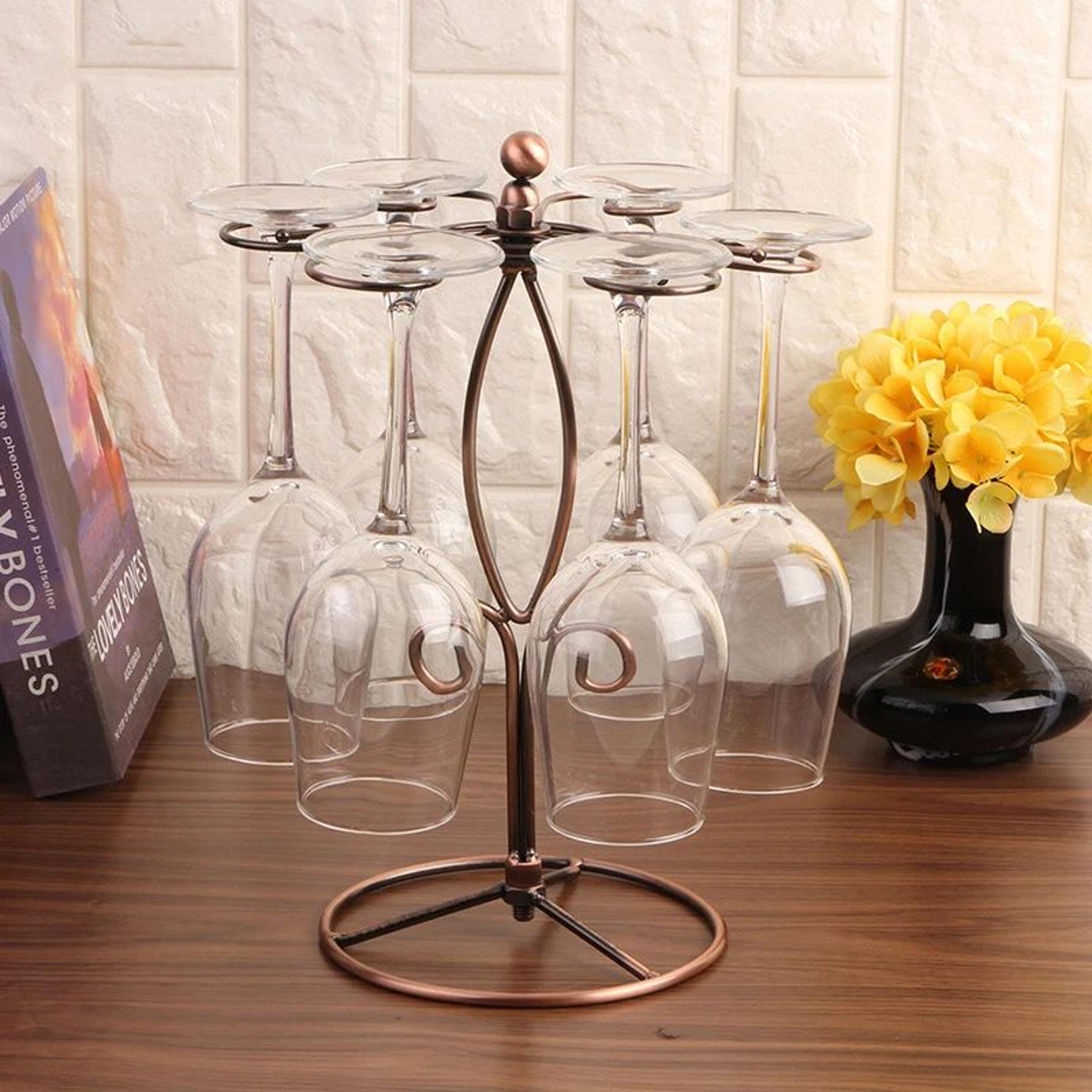 countertop wine glass rack holder for 6 glasses