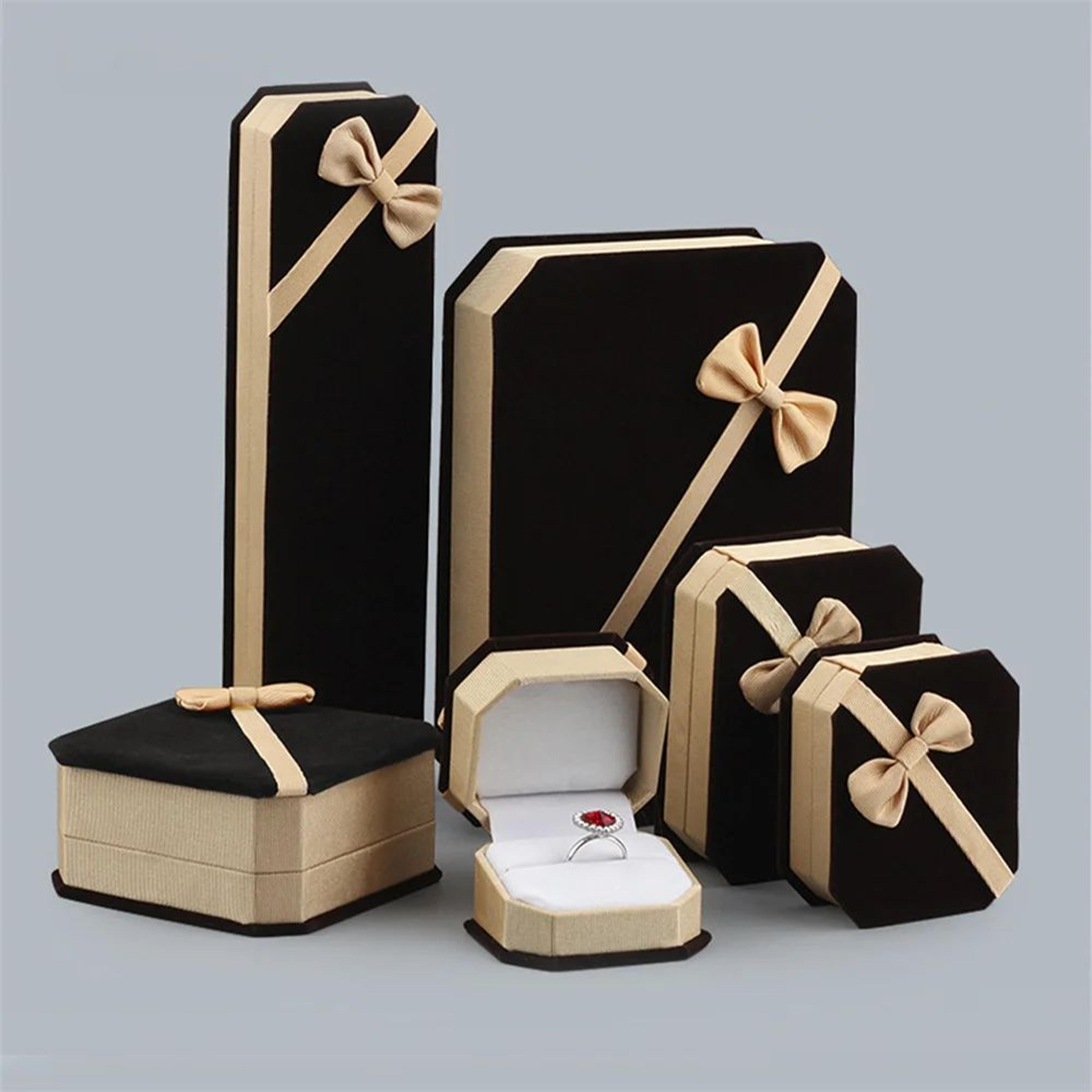 velvet flip top jewelry gift box for rings necklaces and bracelets