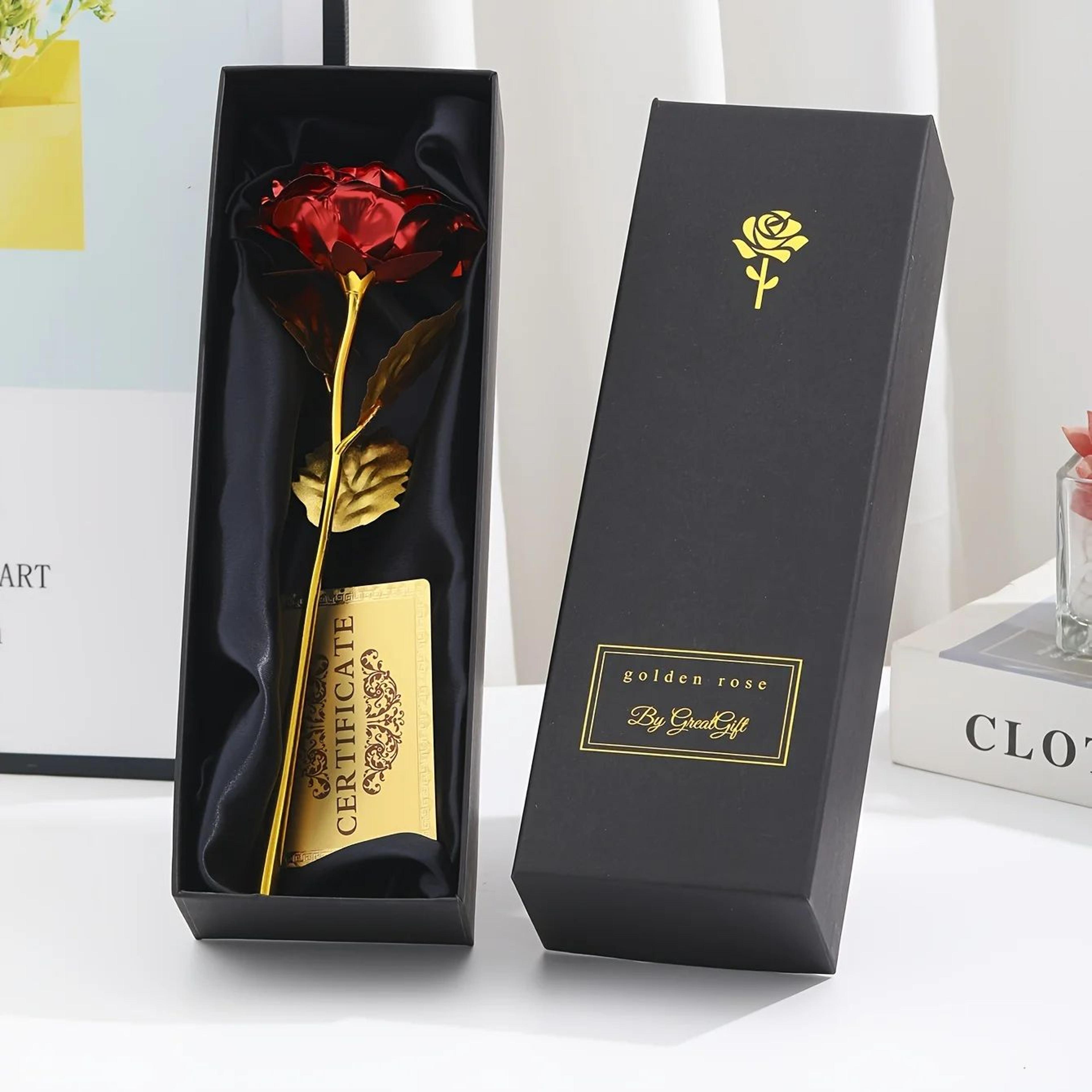 eternal foil rose flower with gift box and greeting card