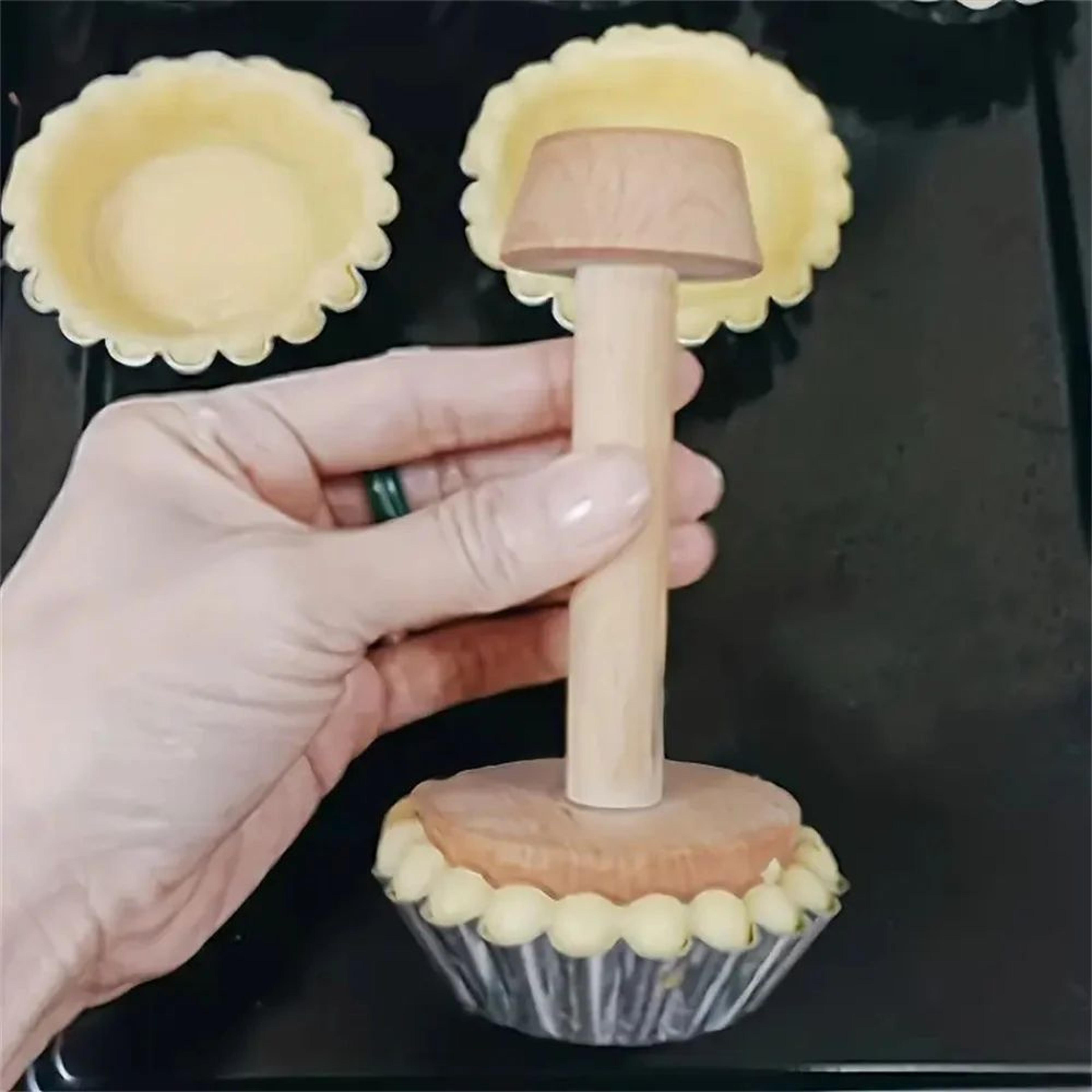 wooden egg tart mold double sided pastry tamper baking tool