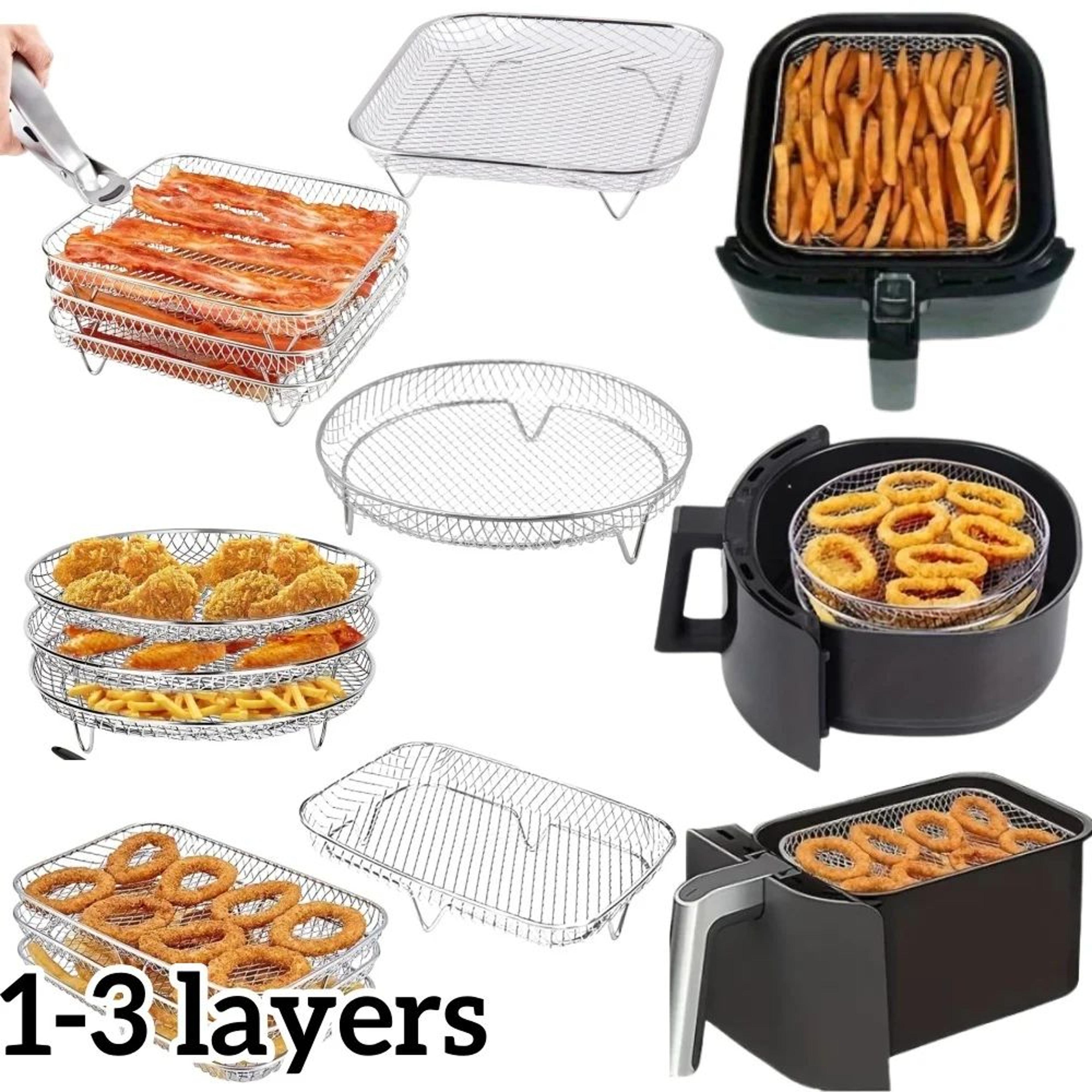 stainless steel stackable air fryer grill rack and frying basket