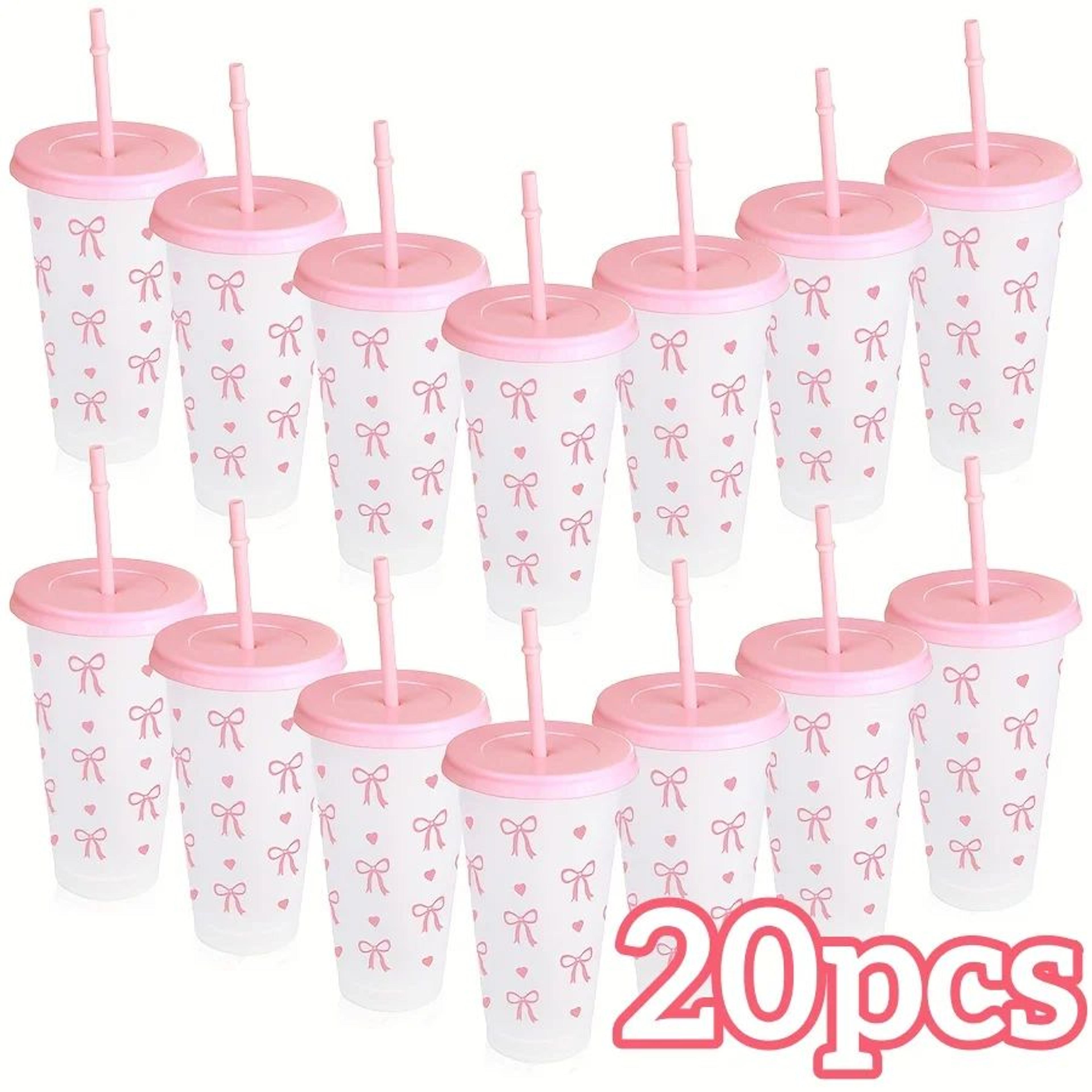 24oz reusable bow tumbler cups with straw and lid