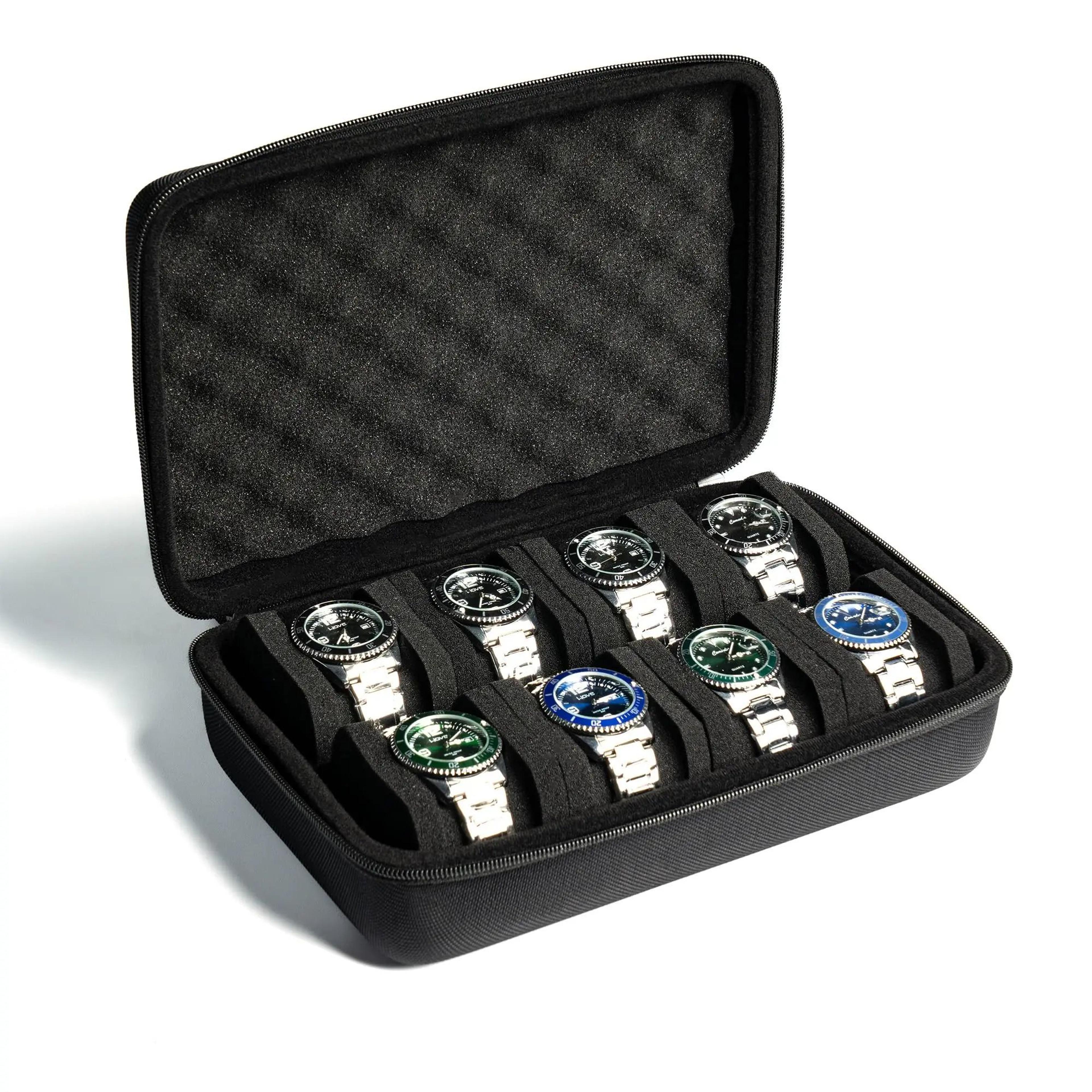 sturdy 8 slot hardshell watch storage and travel case
