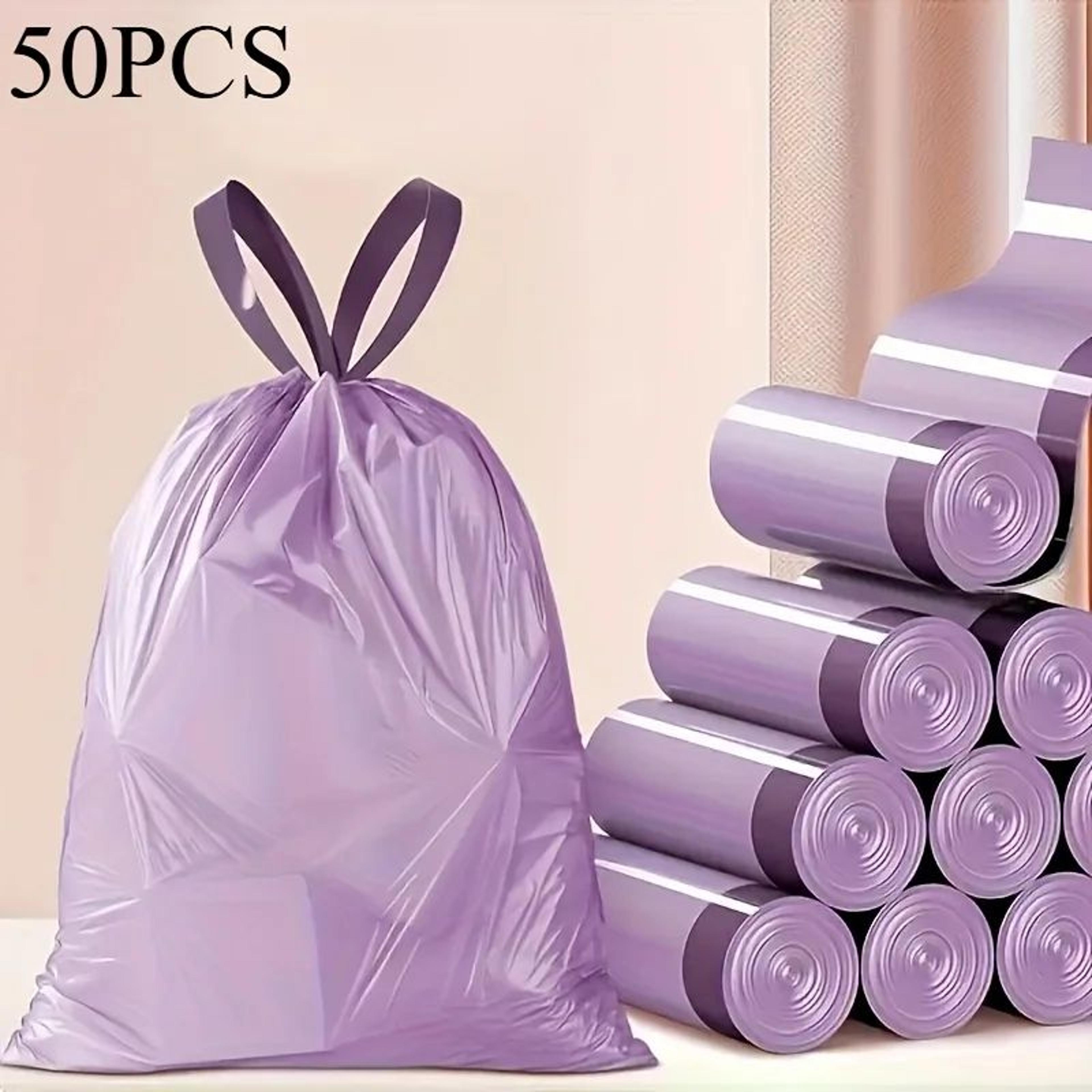 purple drawstring trash bags 50 pack for home waste disposal