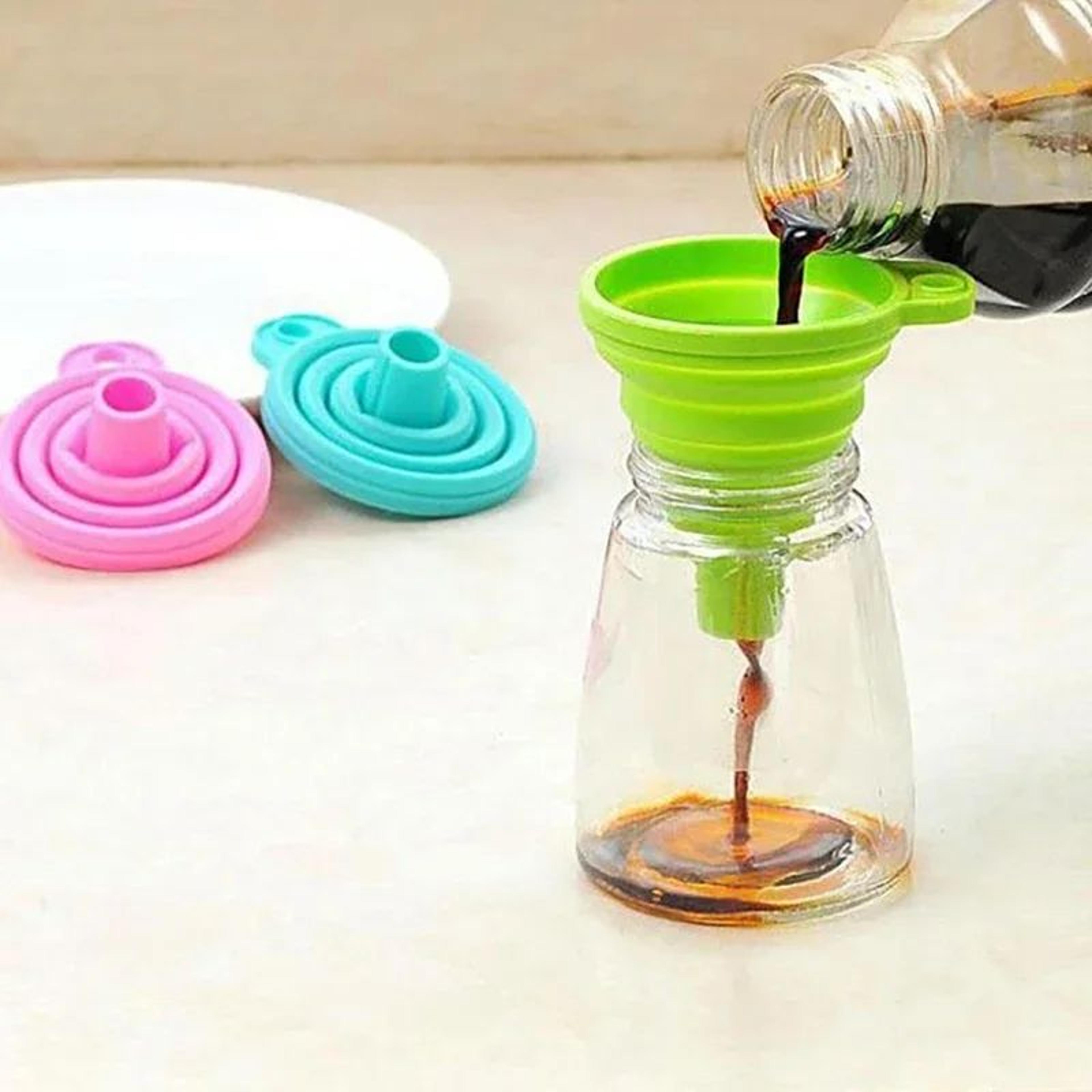 4 piece collapsible silicone funnel set for kitchen use