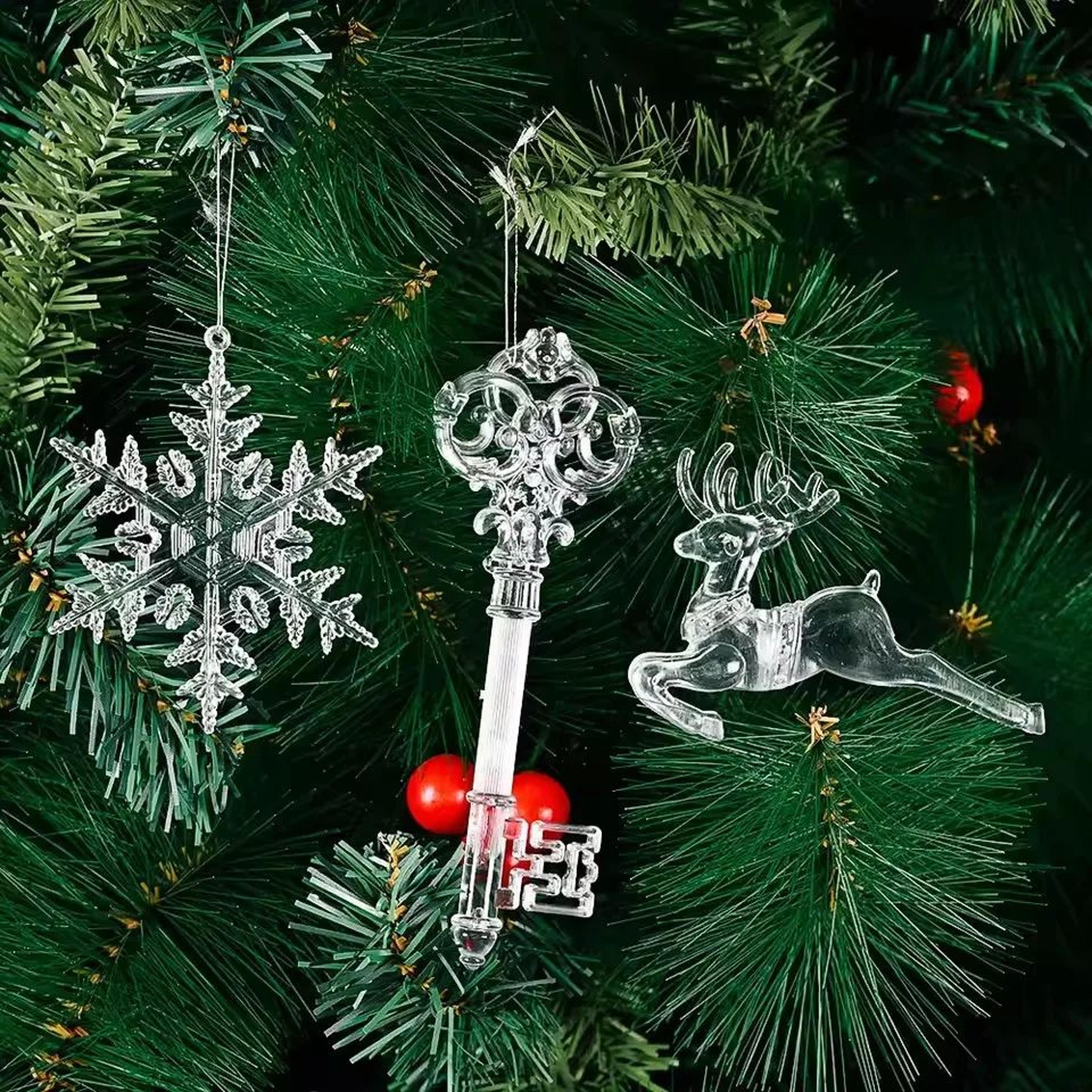transparent acrylic christmas hanging ornaments 4 or 6 piece set