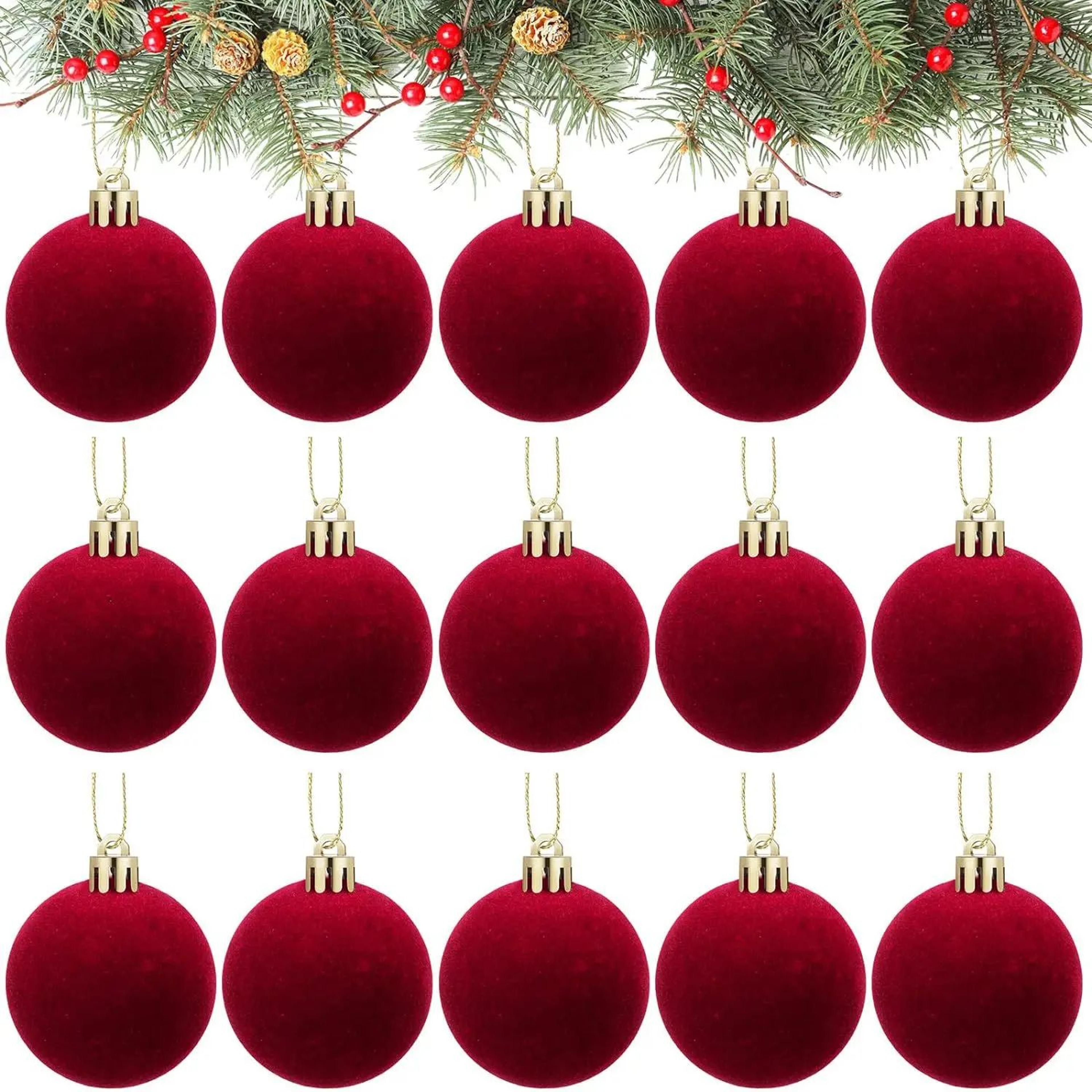 15 piece wine red velvet christmas tree balls