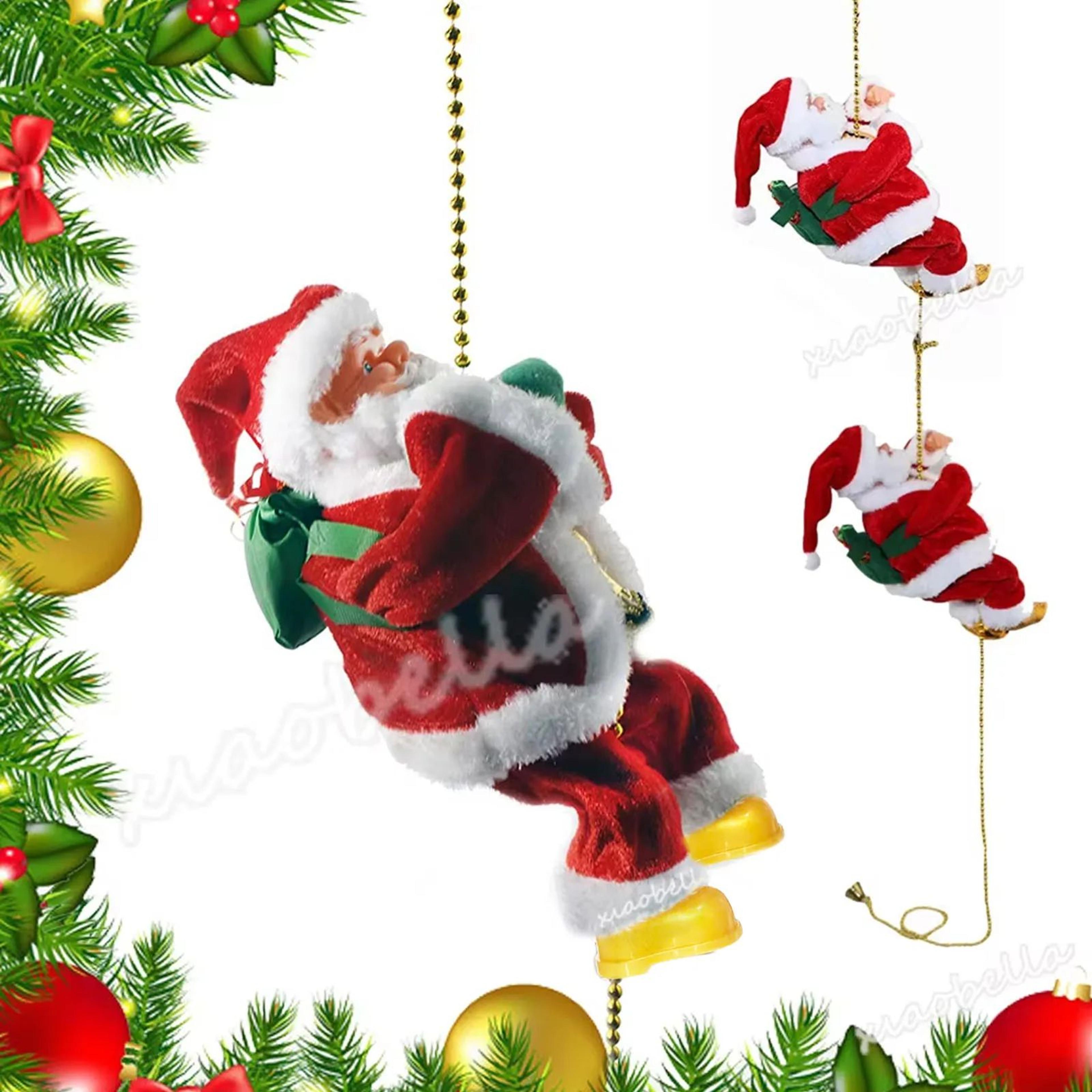 musical rope climbing santa claus christmas ornament