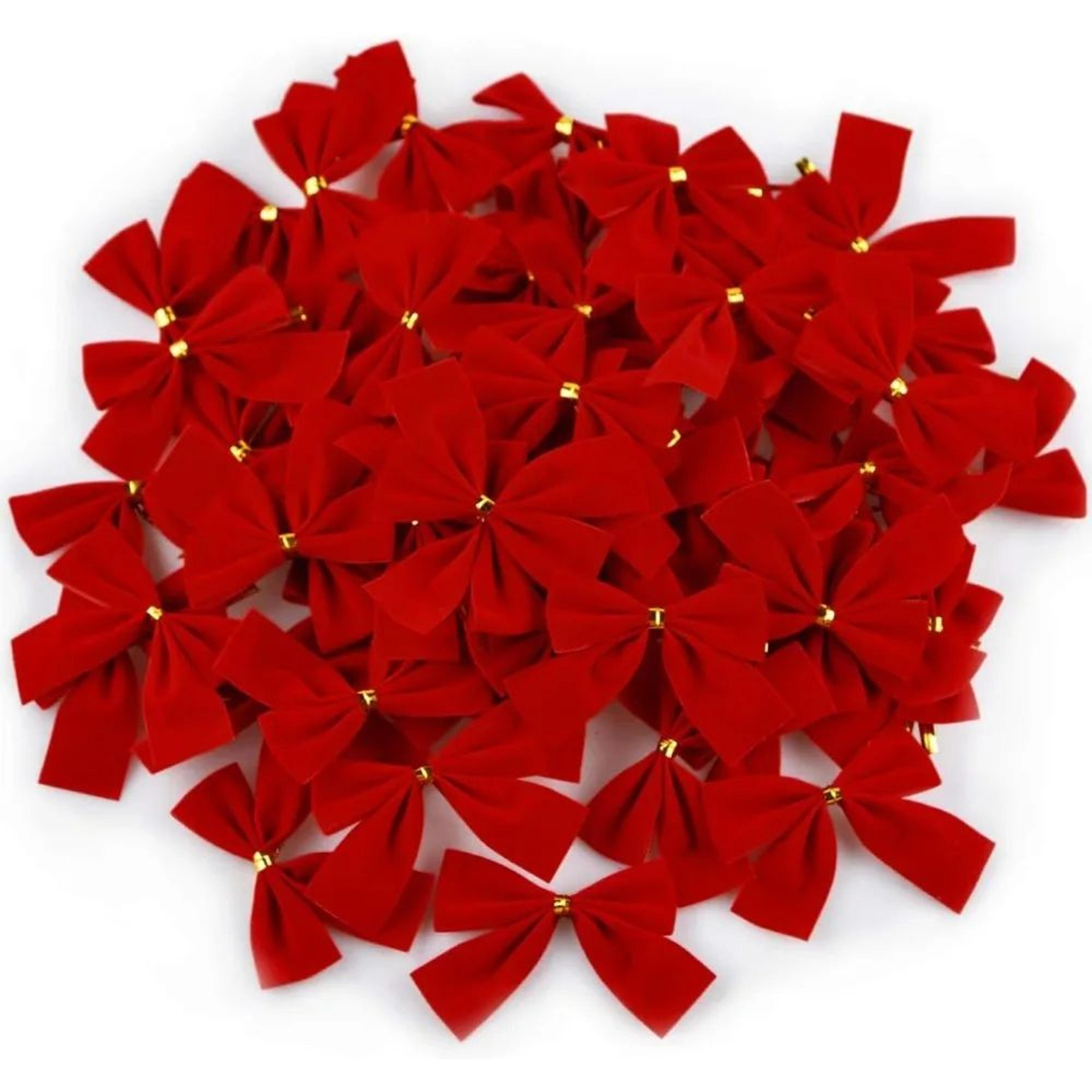 mini red gold christmas bow decorations