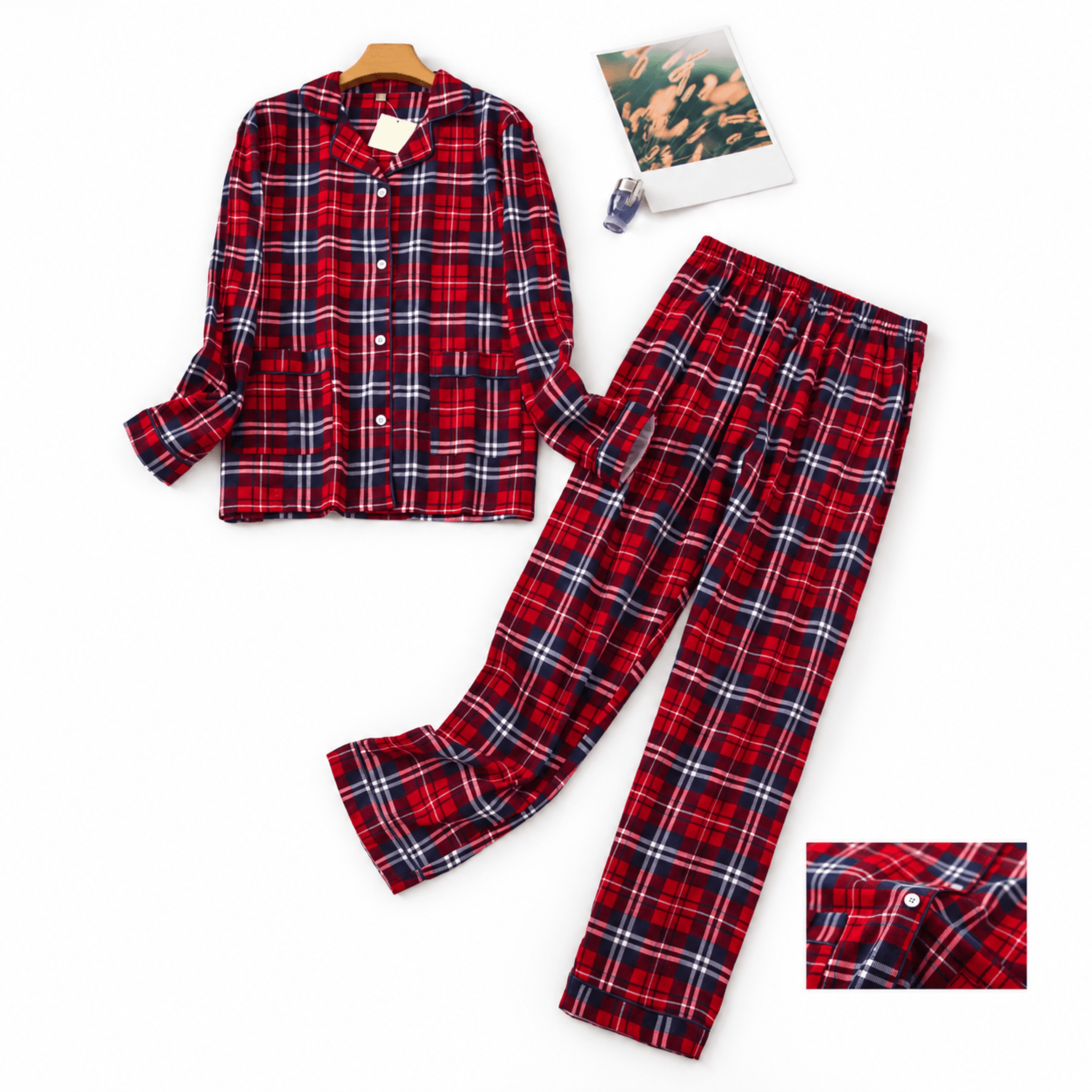 women warm cartoon pajama set long sleeve winter sleepwear