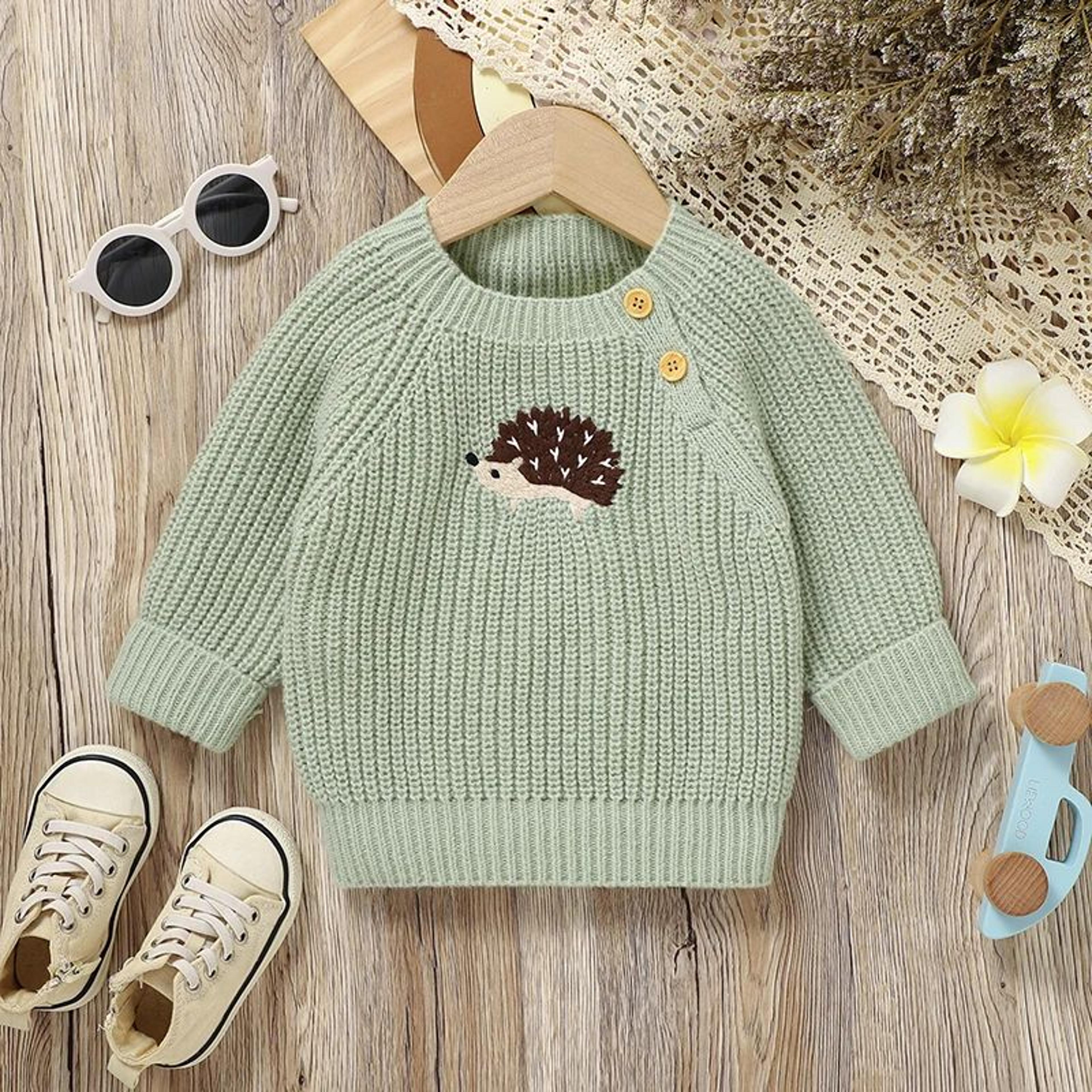 baby girls and boys knitted hedgehog pullover sweater