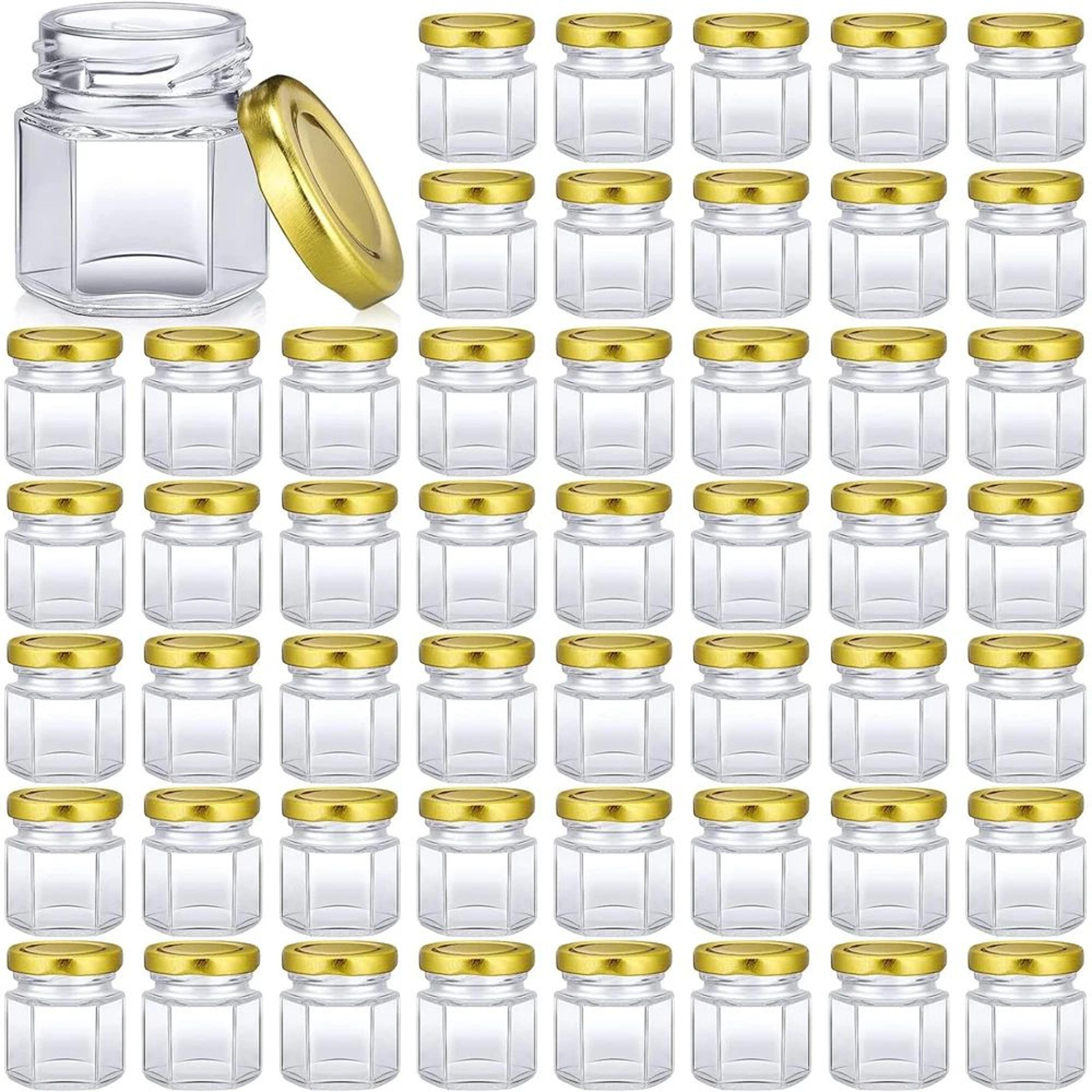 mini hexagon glass jars with lids for honey and wedding favors
