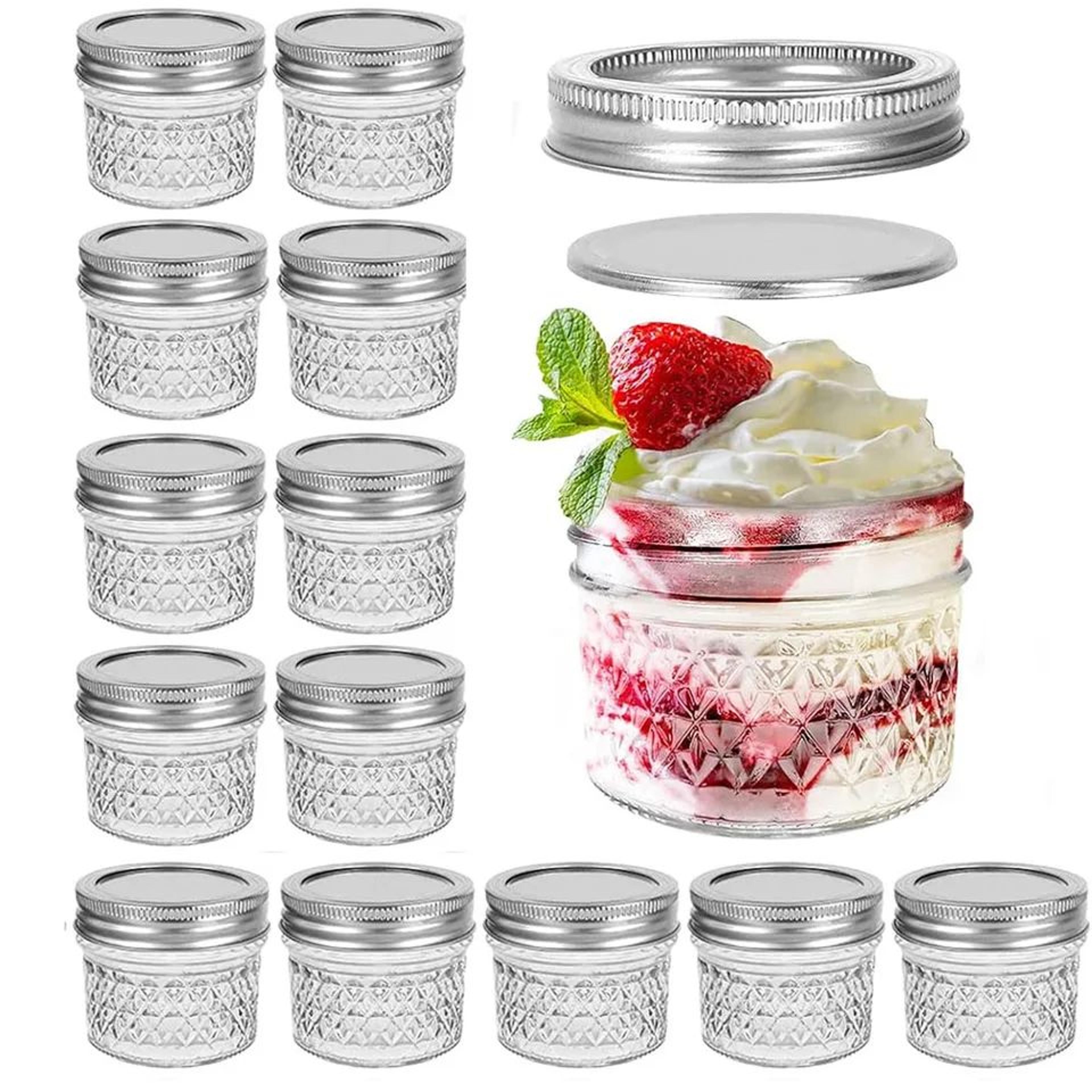 mini mason glass jars 4oz with separable lids for storage and favors