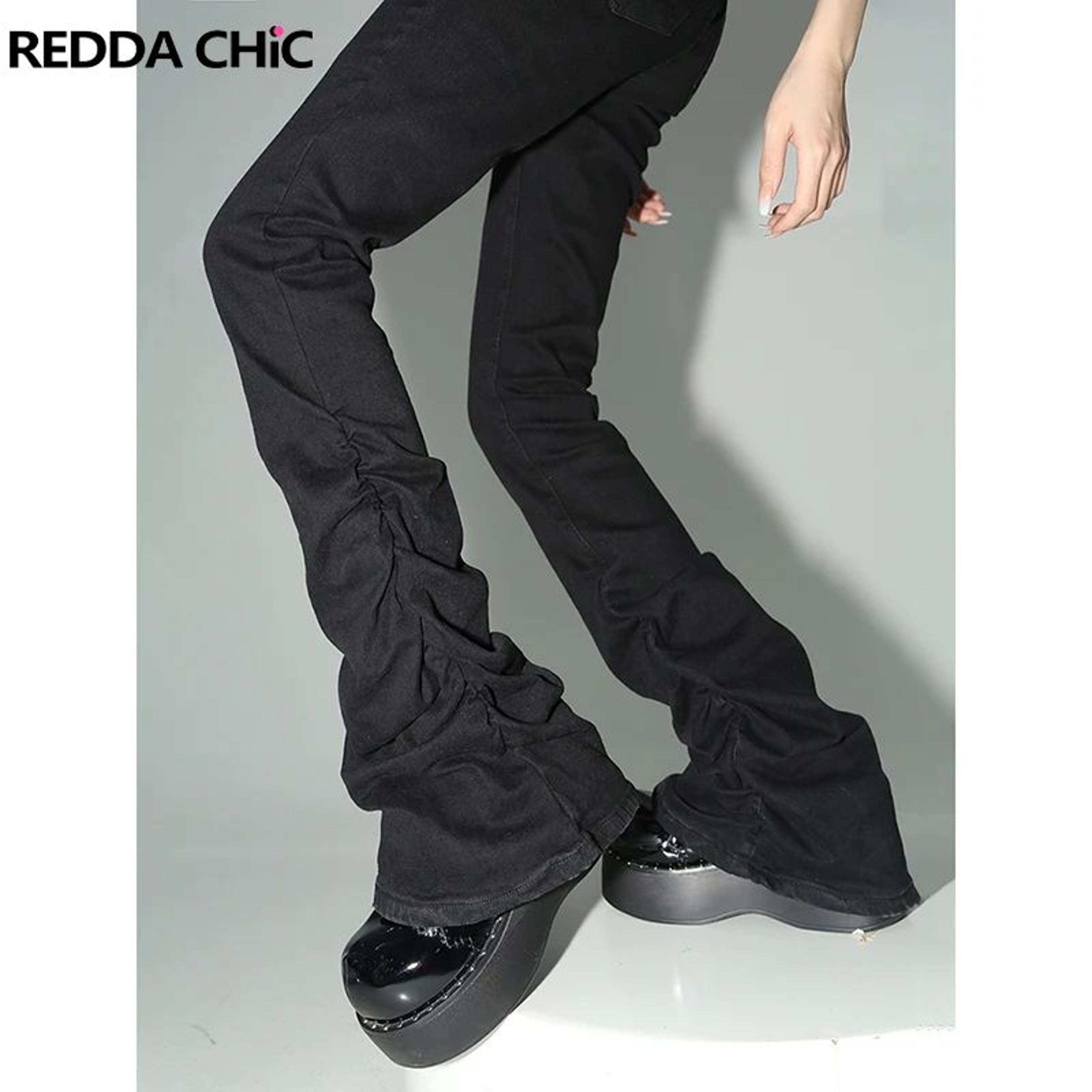 reddachic womens black high rise stretch stacked flare jeans