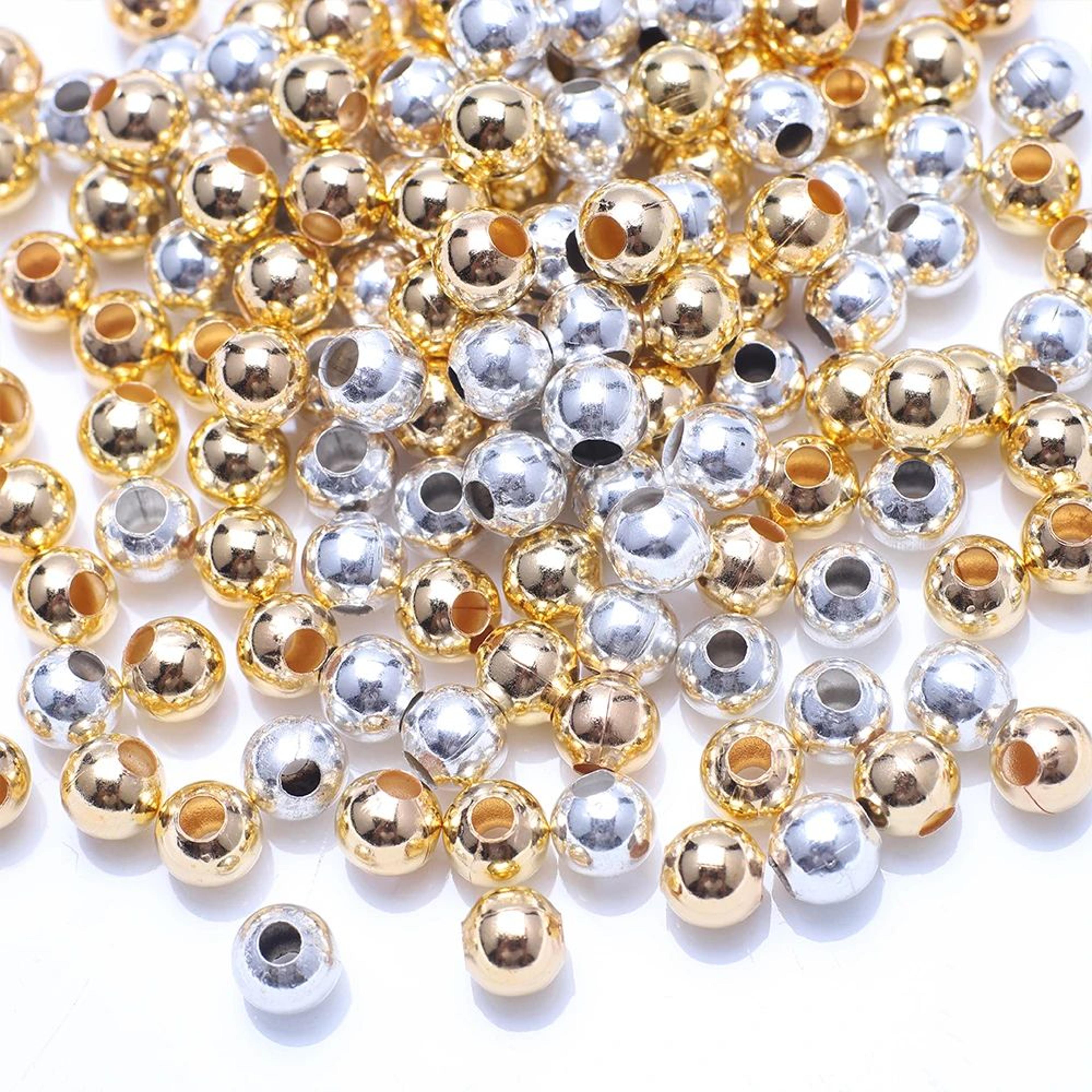 gold color round metal spacer beads for diy jewelry making