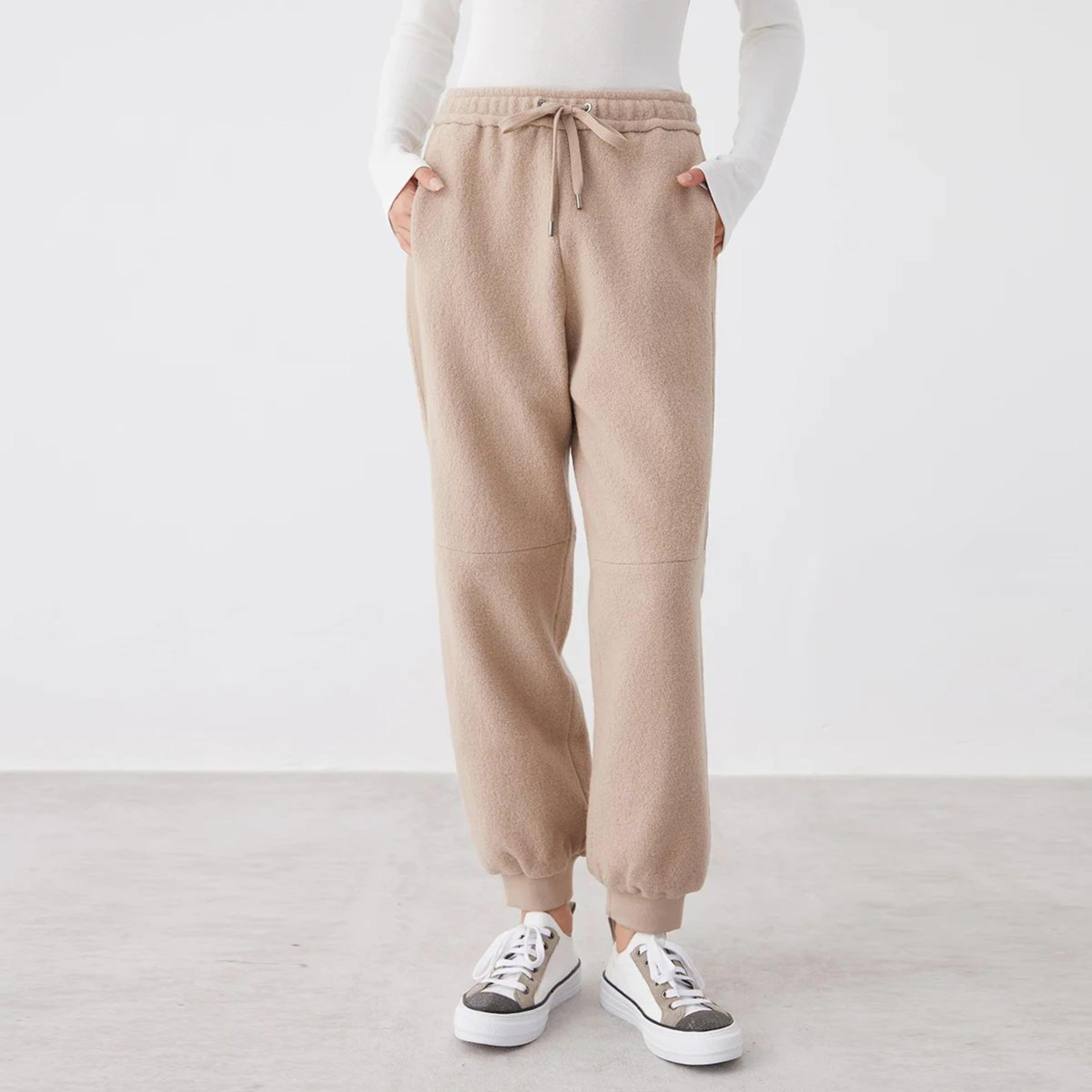 womens thick wool casual trousers for autumn and winter