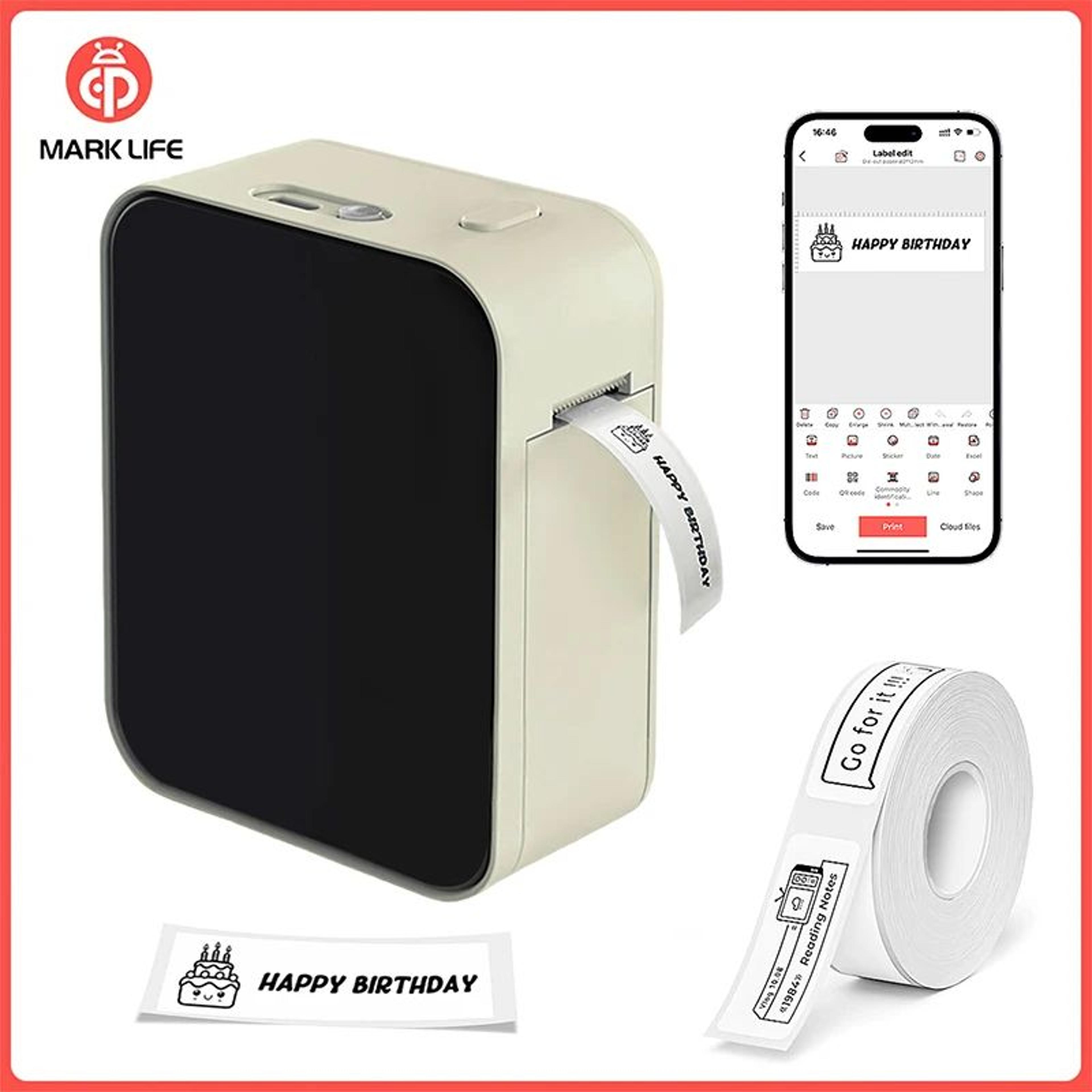 marklife p15 mini portable inkless thermal sticker label printer