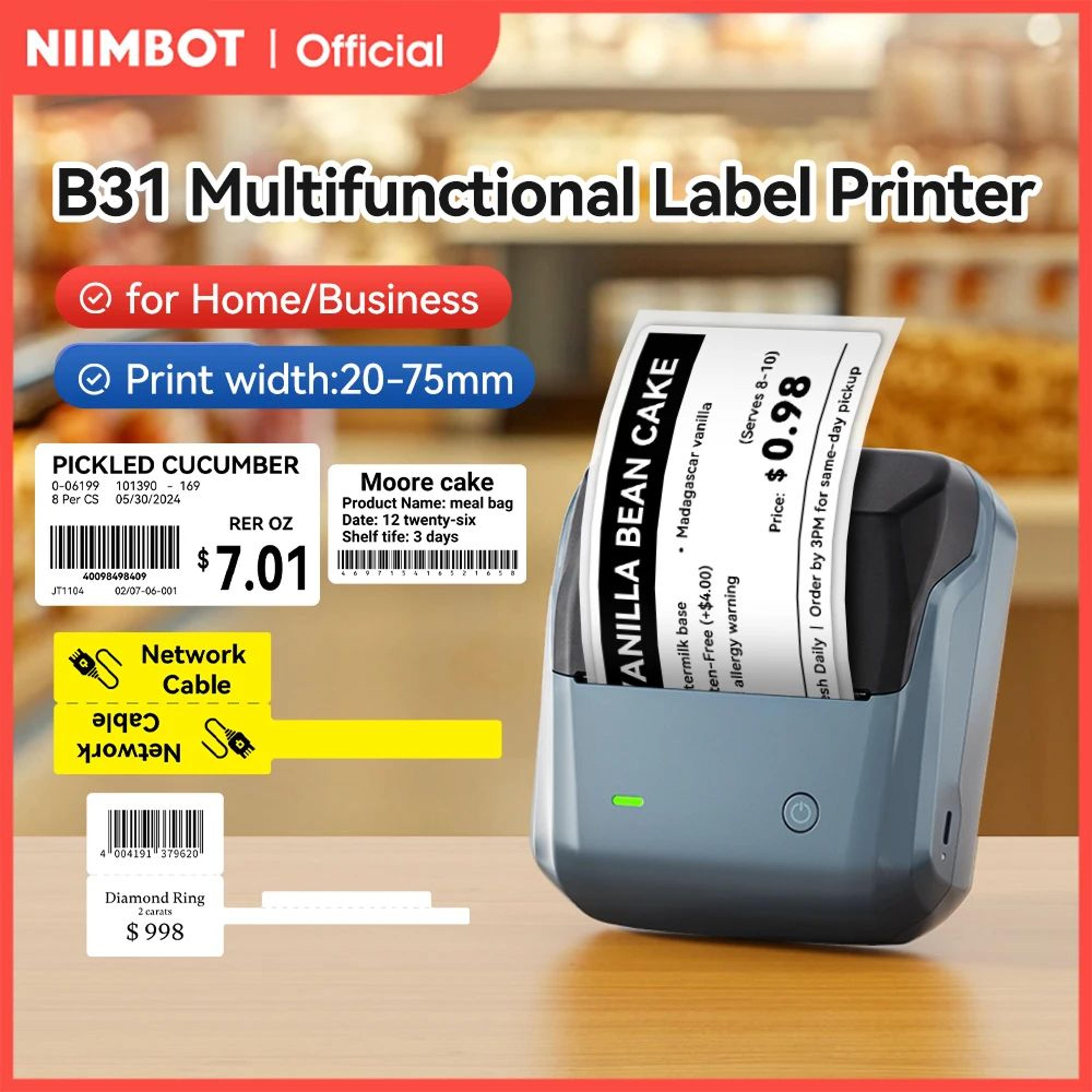 niimbot b31 wireless thermal label printer for clothing and jewelry