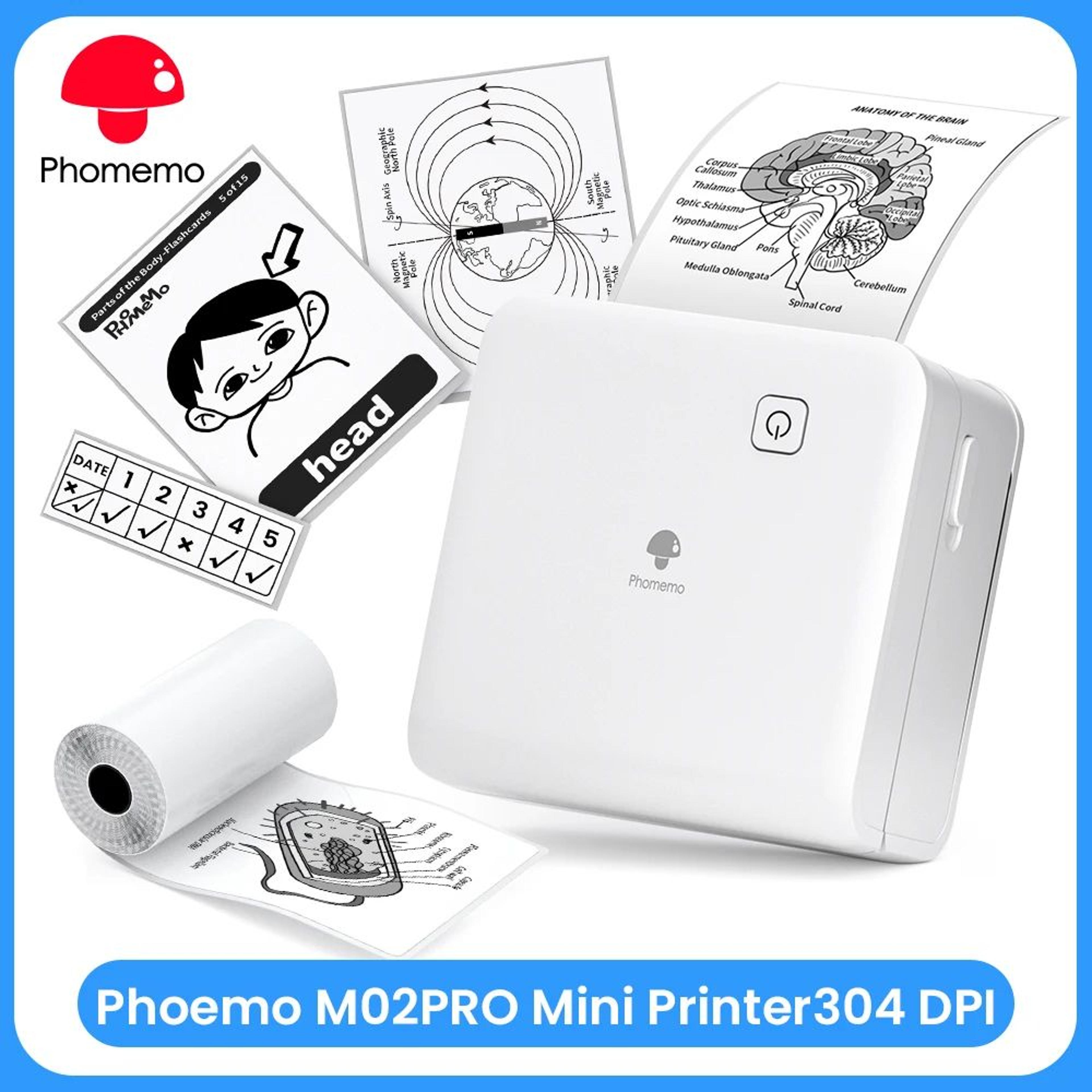 phomemo m02 pro 300dpi bluetooth pocket printer for study and work