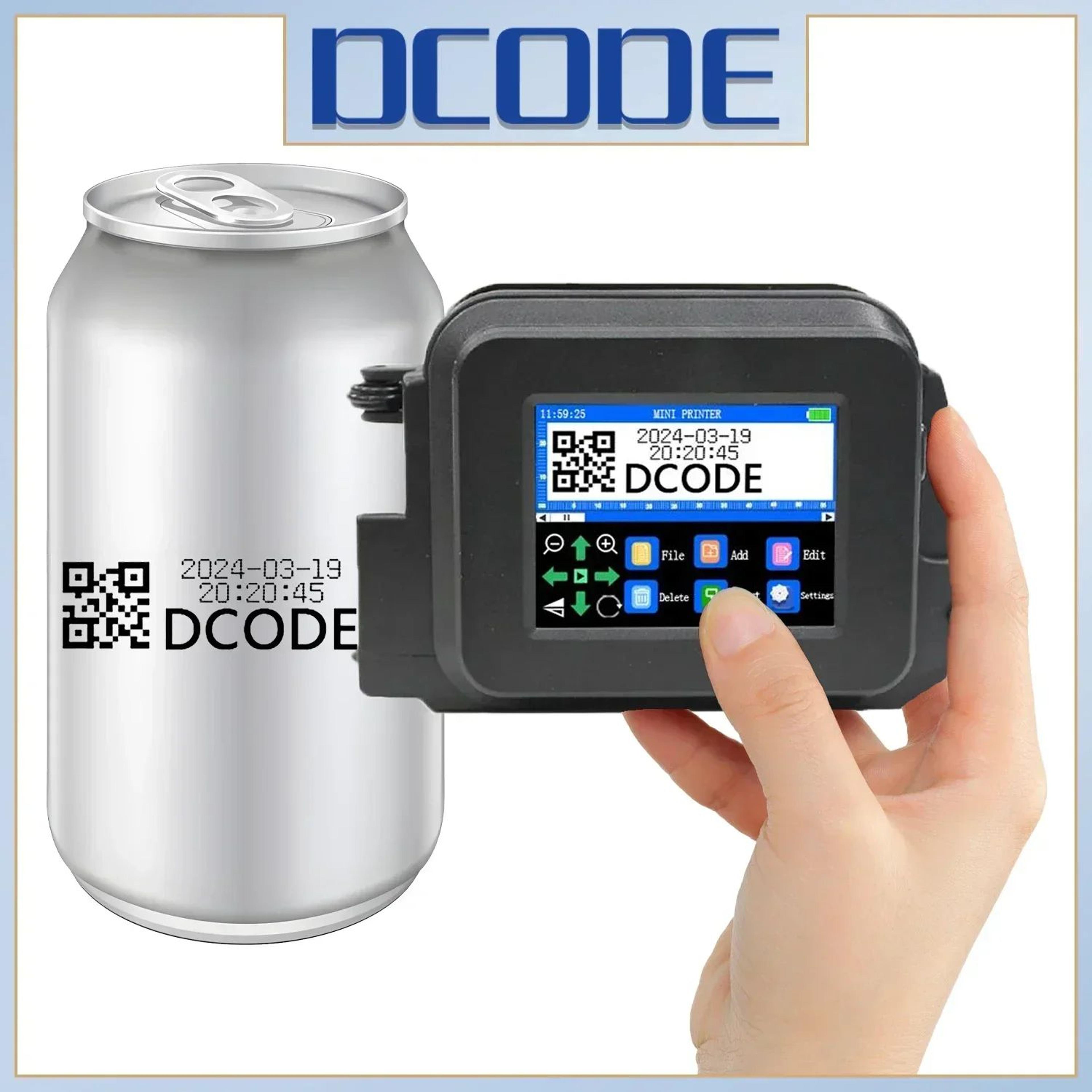 dcode xmini portable handheld inkjet printer for text logos and qr codes