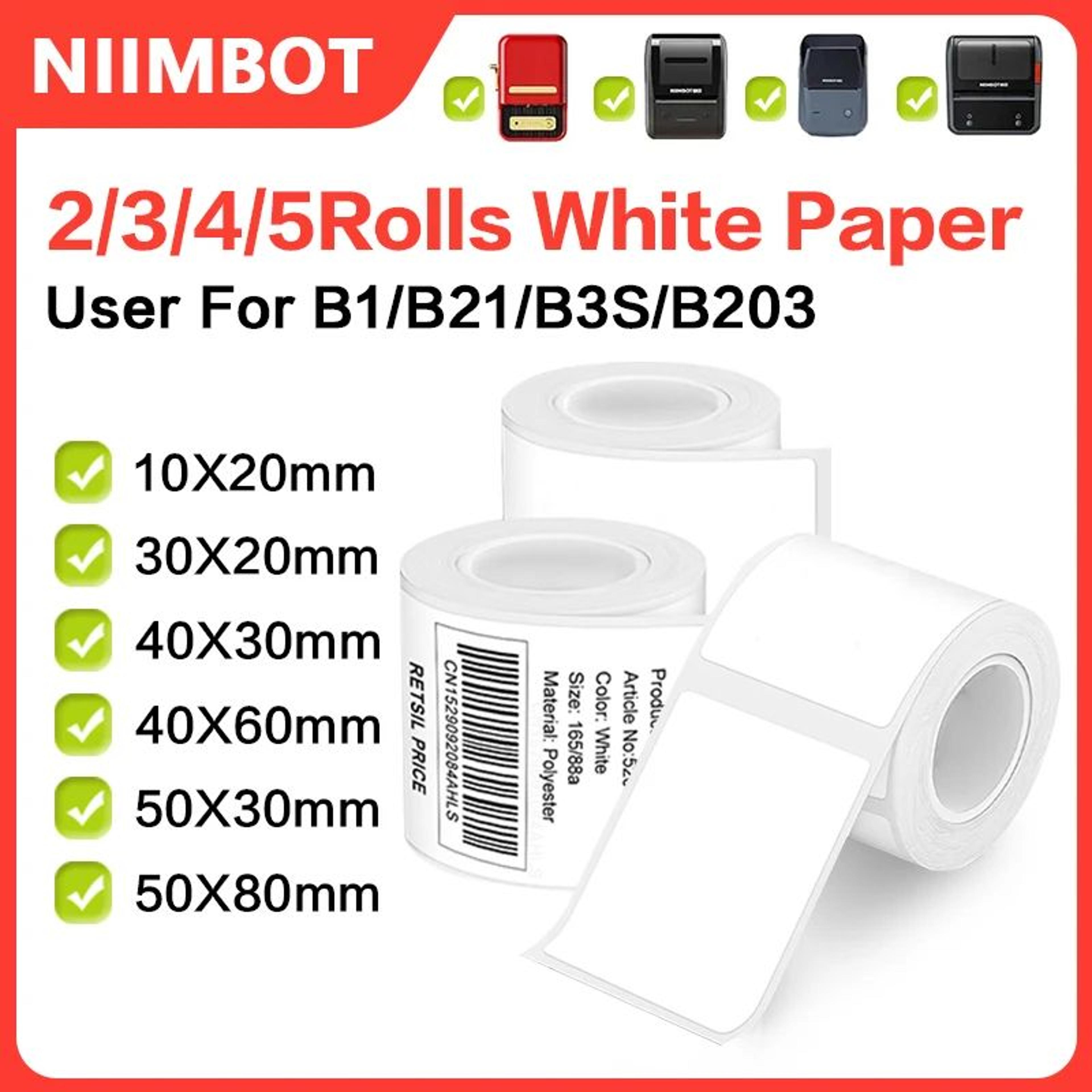 niimbot b1 b21 waterproof white adhesive label rolls for home and business
