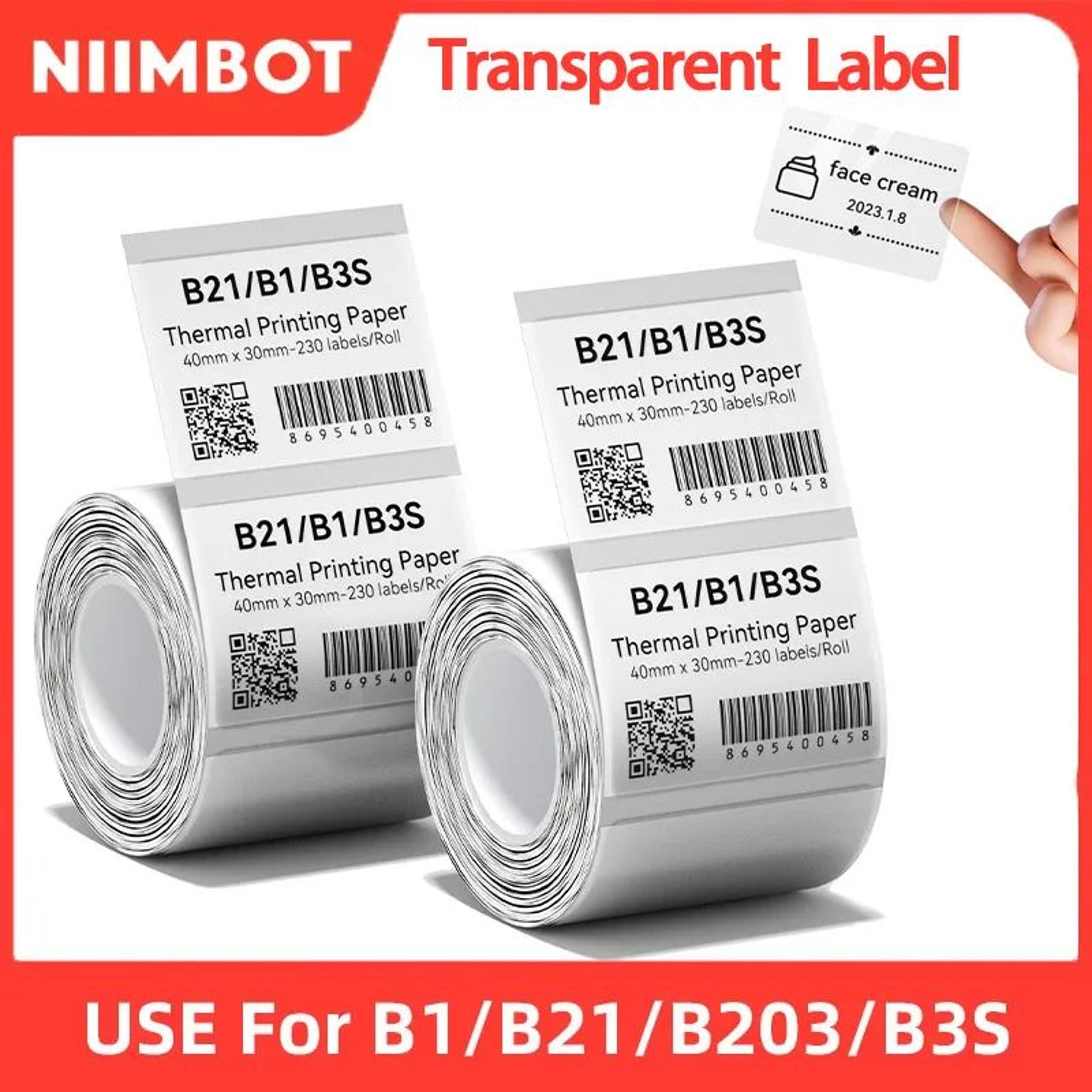 niimbot transparent thermal sticker labels for b1 and b21 printers