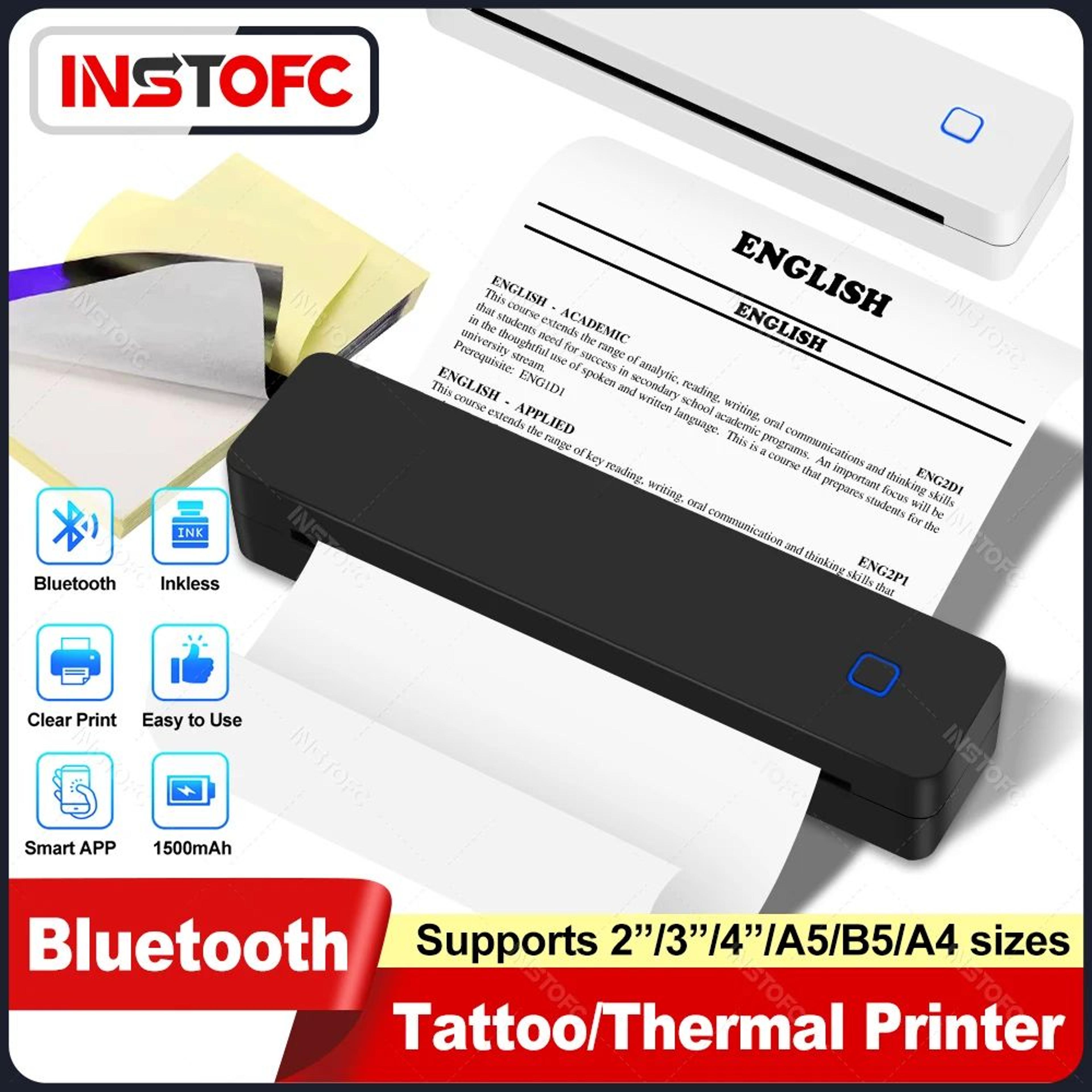 portable a4 bluetooth inkless thermal printer with 1500mah battery