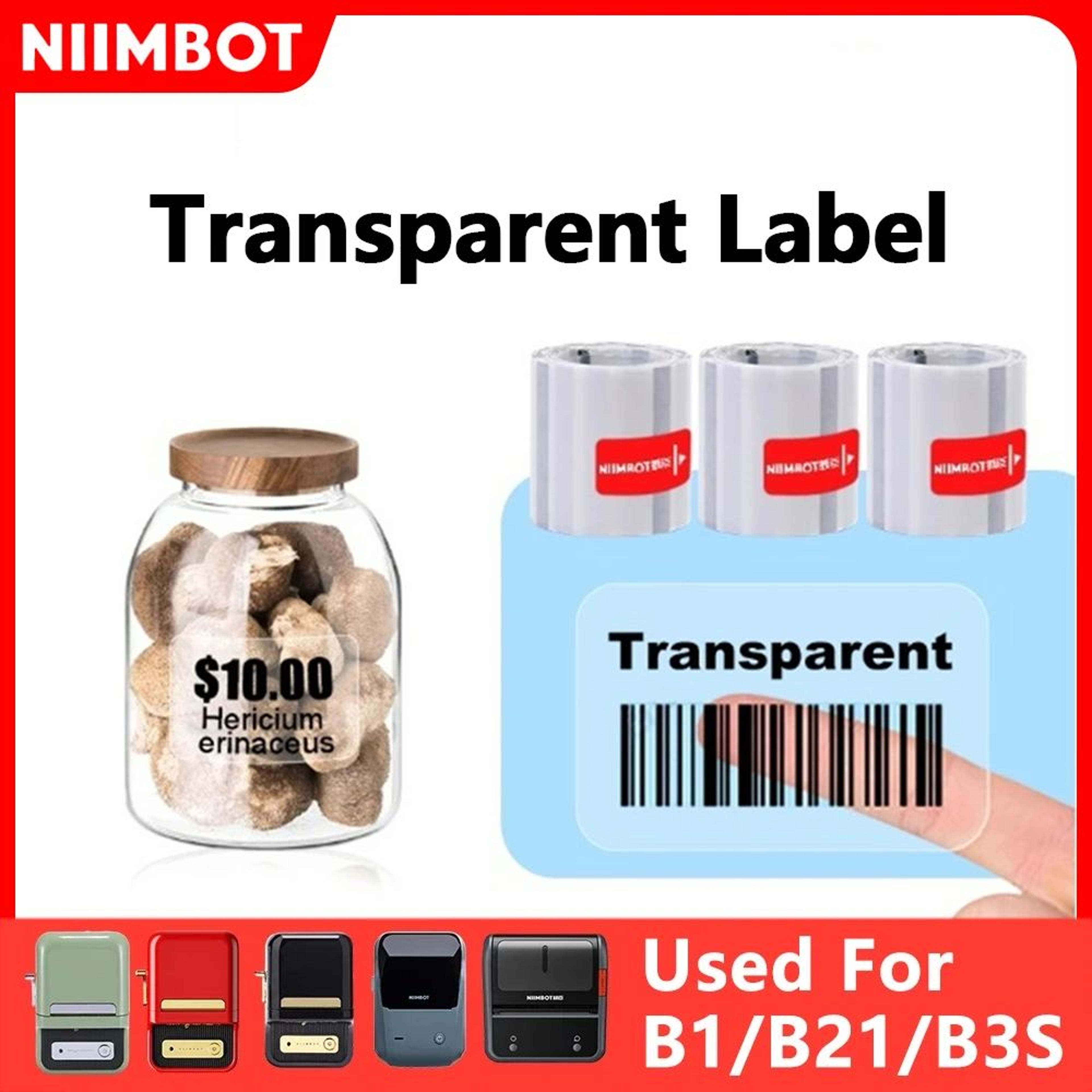 niimbot transparent waterproof thermal labels for b1 and b21 printers