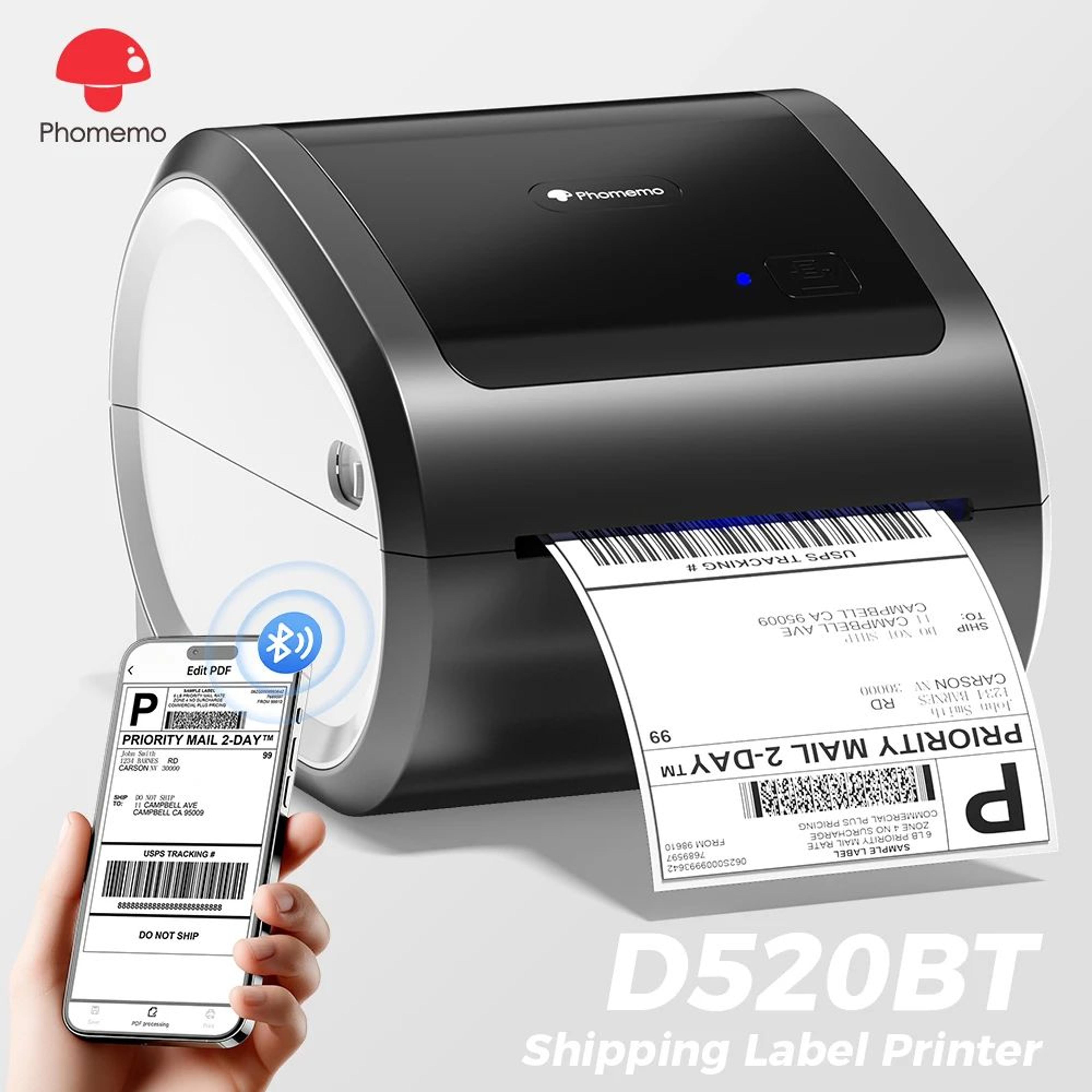 phomemo d520bt wireless bluetooth 4x6 thermal shipping label printer
