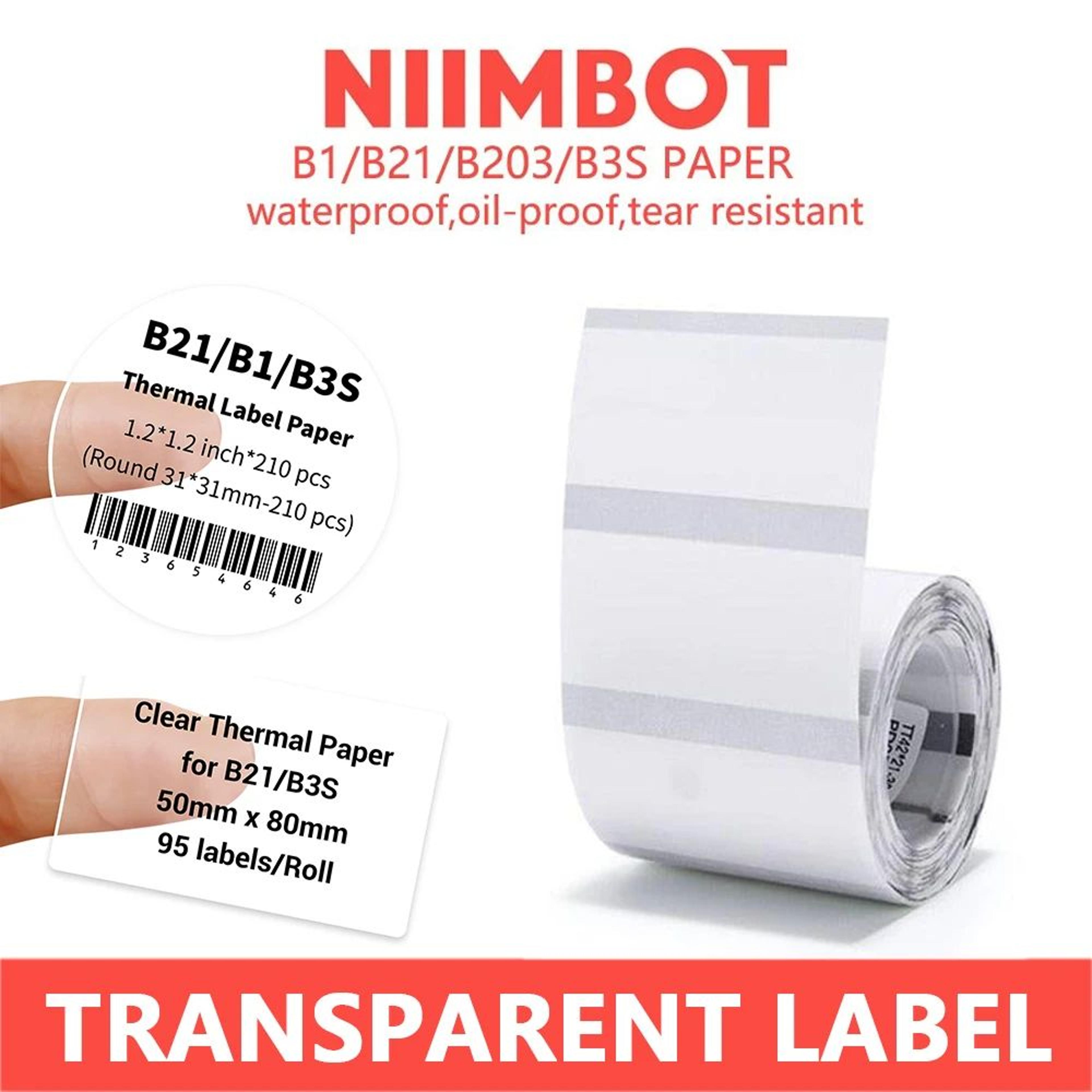 niimbot transparent round adhesive labels for b1 and b21 printers