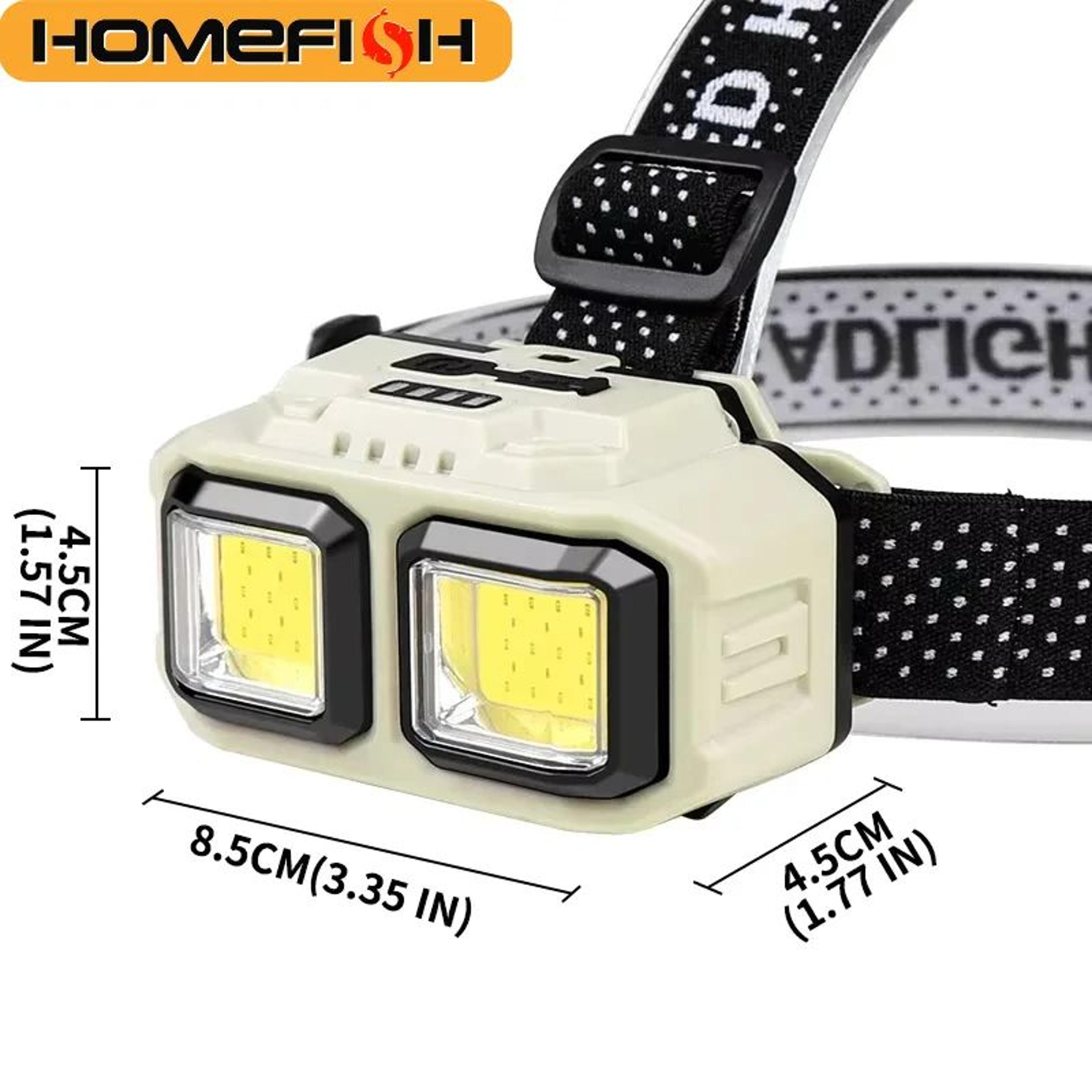 homefish usb rechargeable cob led sensor headlamp for camping and work