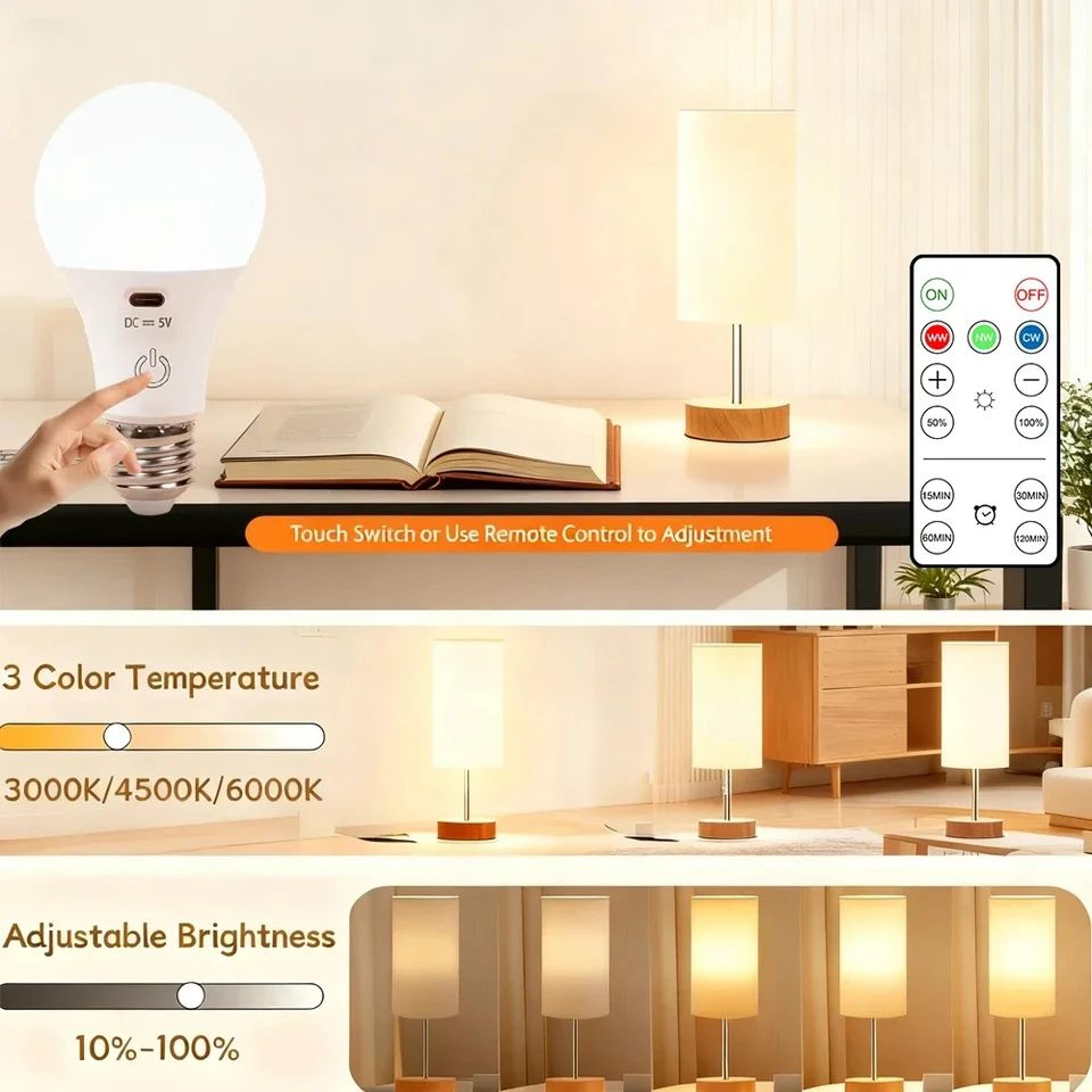 homefish rechargeable e27 led bulb with dimming and timer