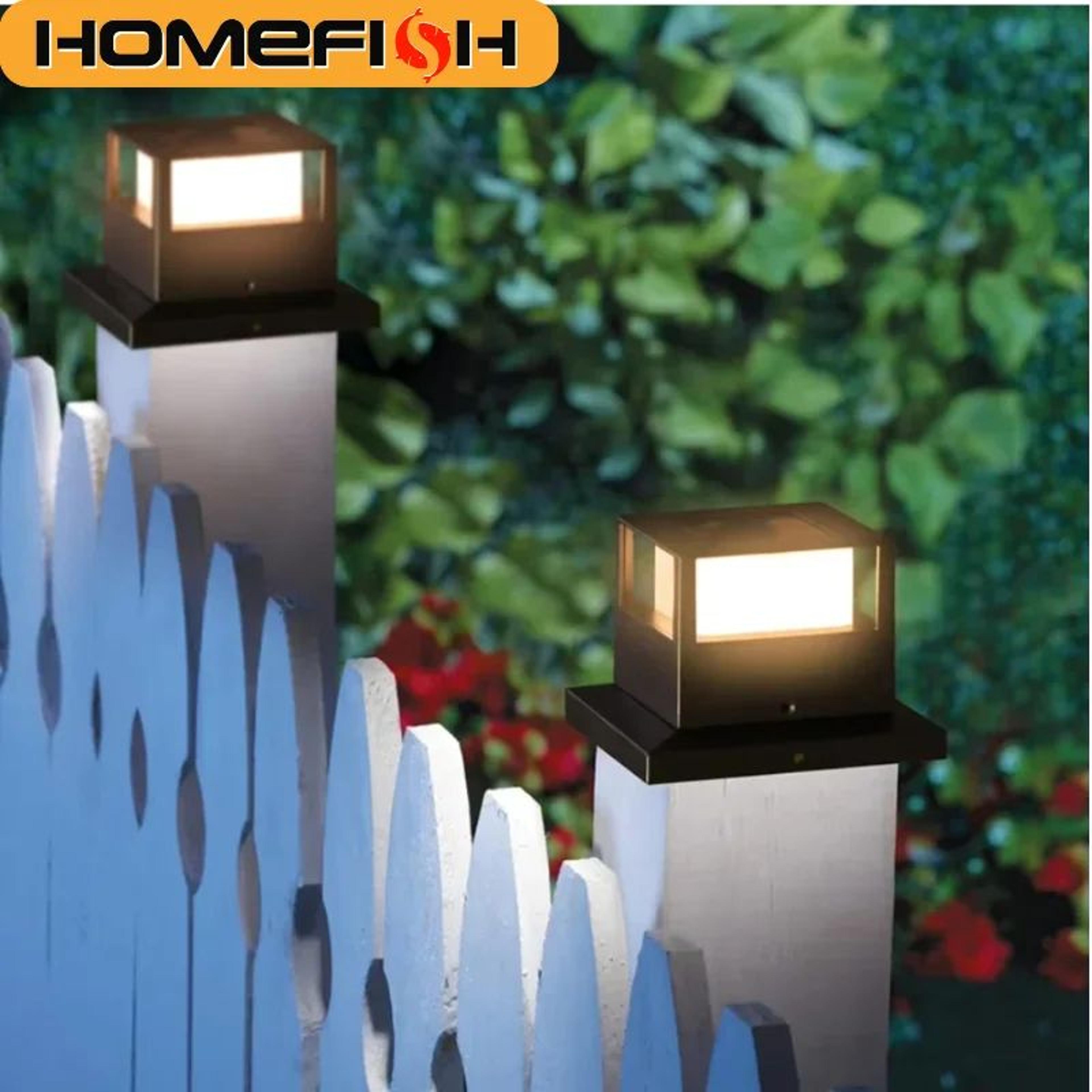 homefish waterproof solar led fence post cap light for gardens