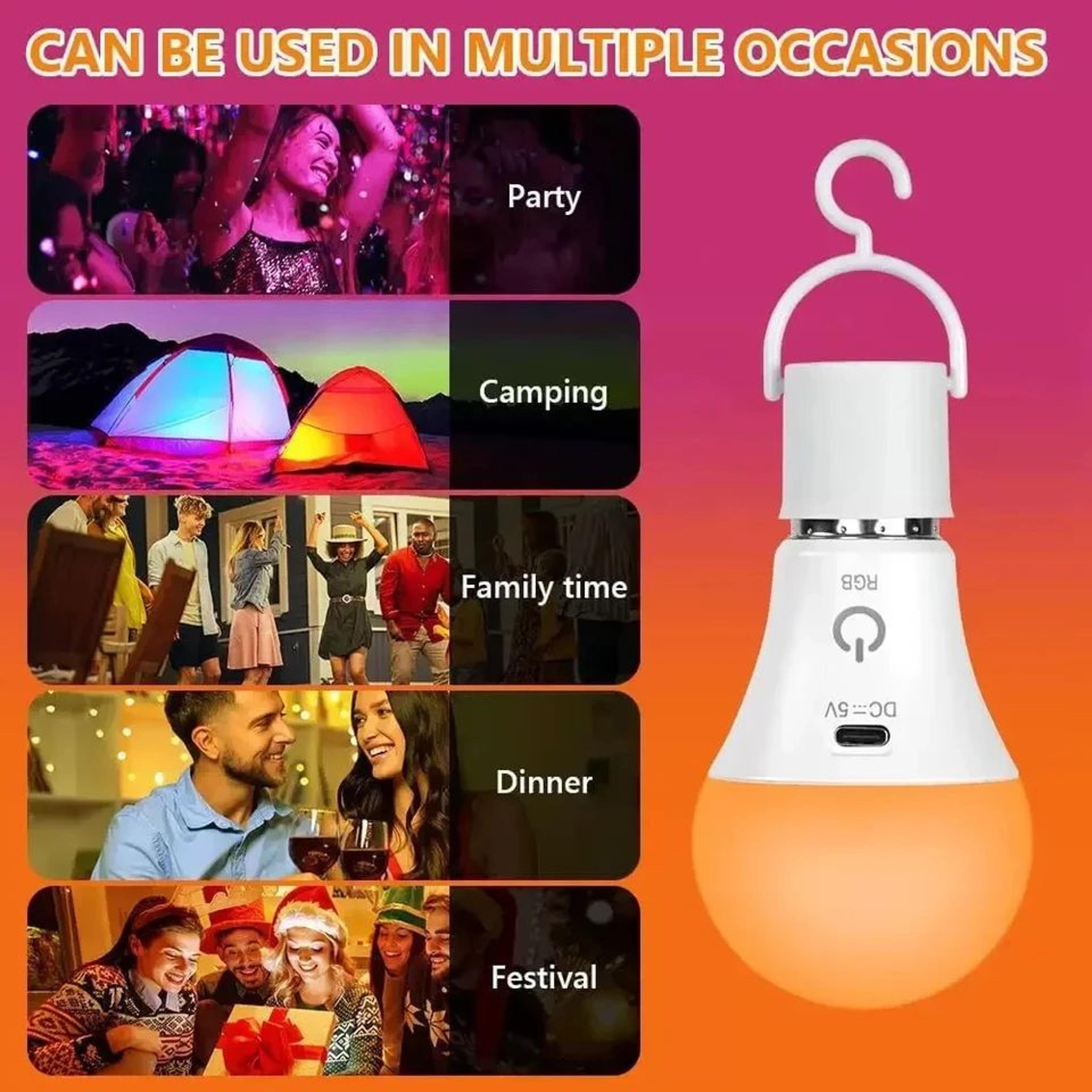 homefish rechargeable rgb led e27 bulb with dimming and timer