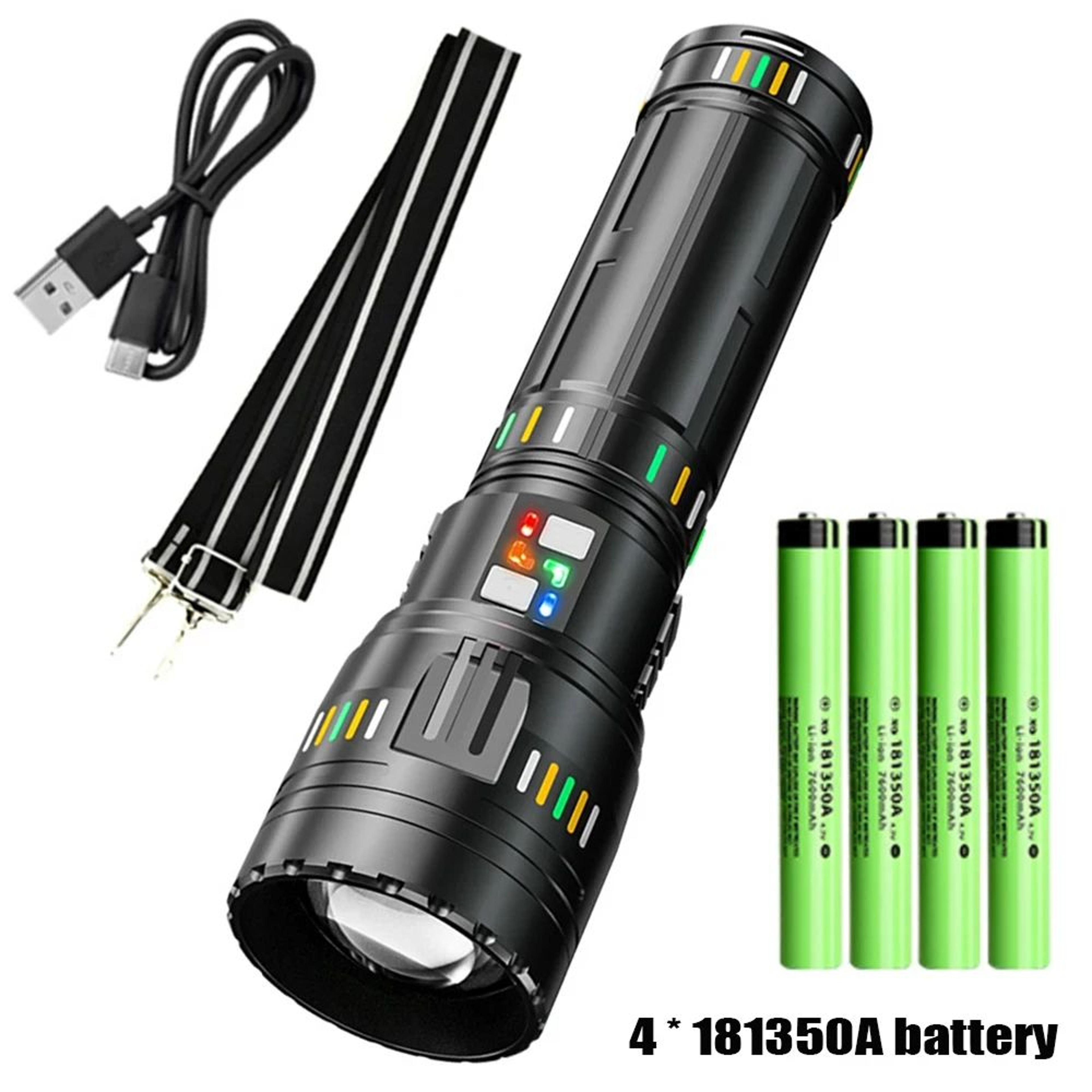 usb c rechargeable zoomable flashlight with power indicator