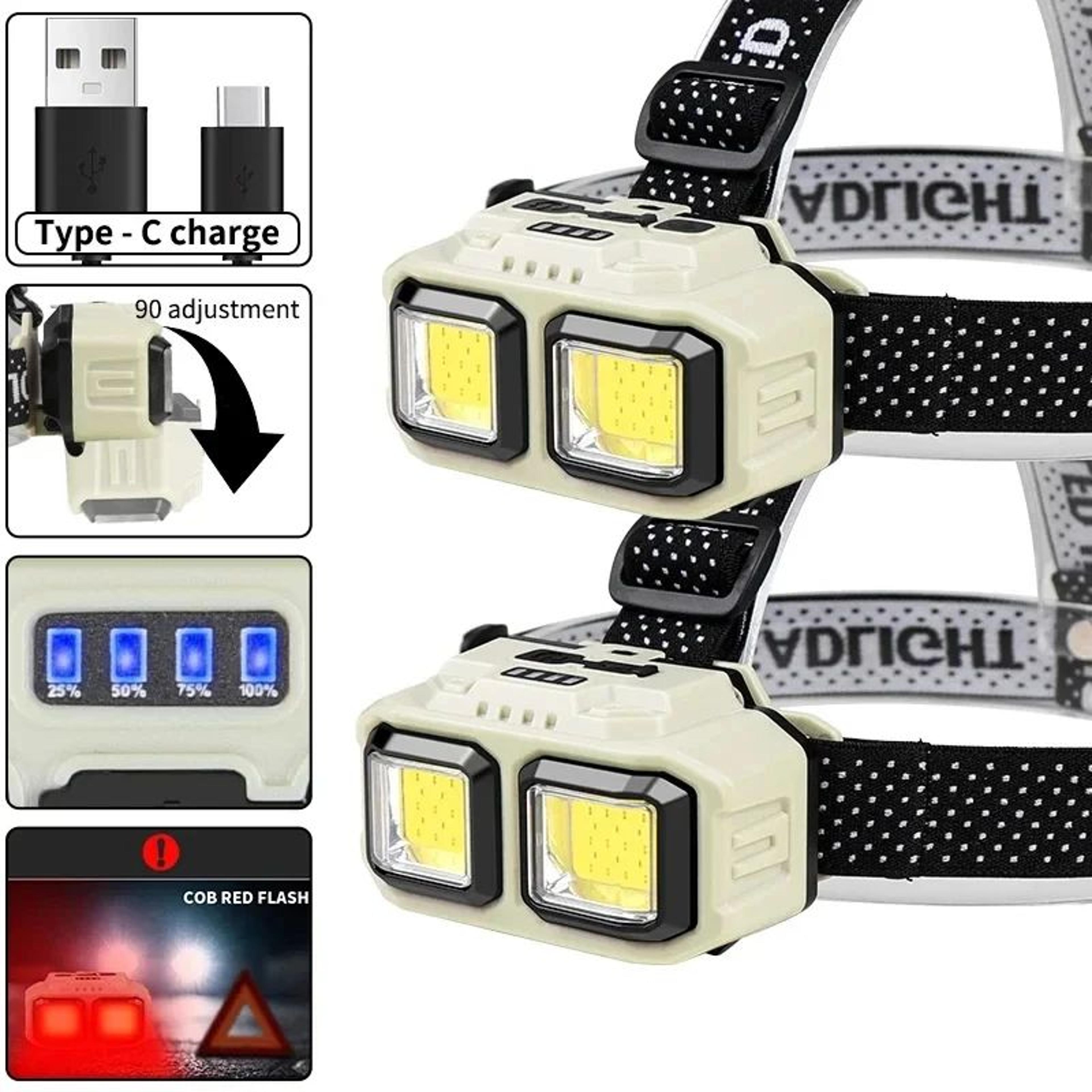 usb rechargeable cob led sensor headlamp for camping and work