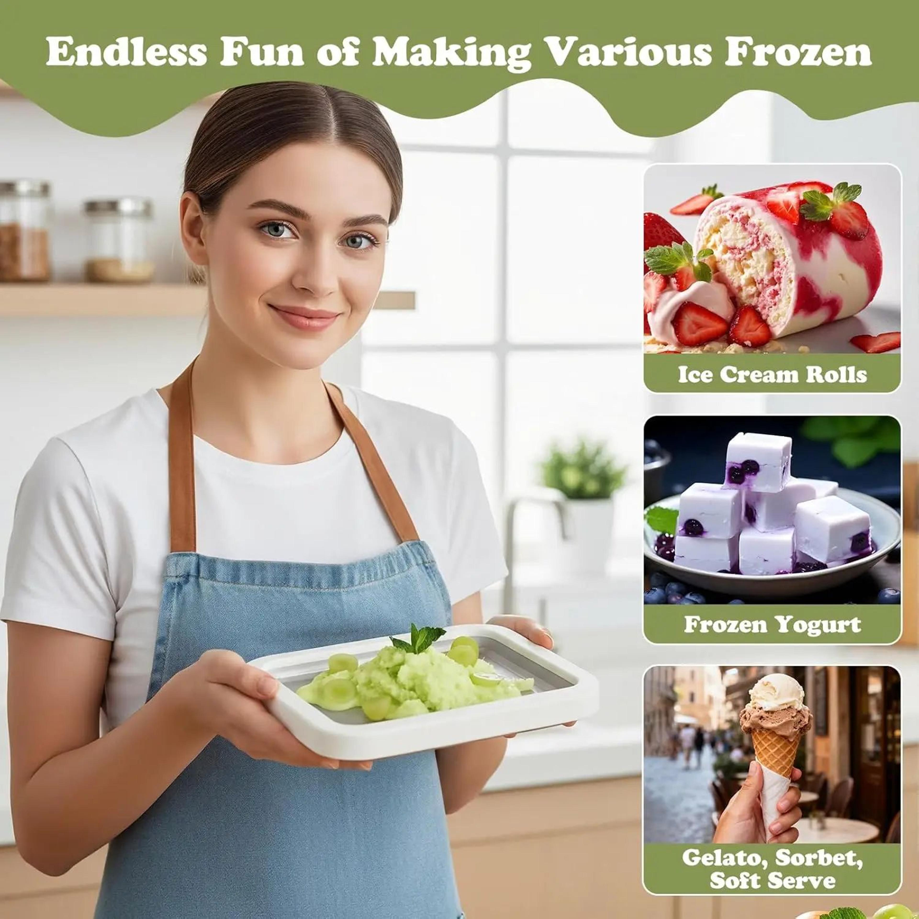 portable 304 stainless steel ice cream roll maker pan for diy desserts