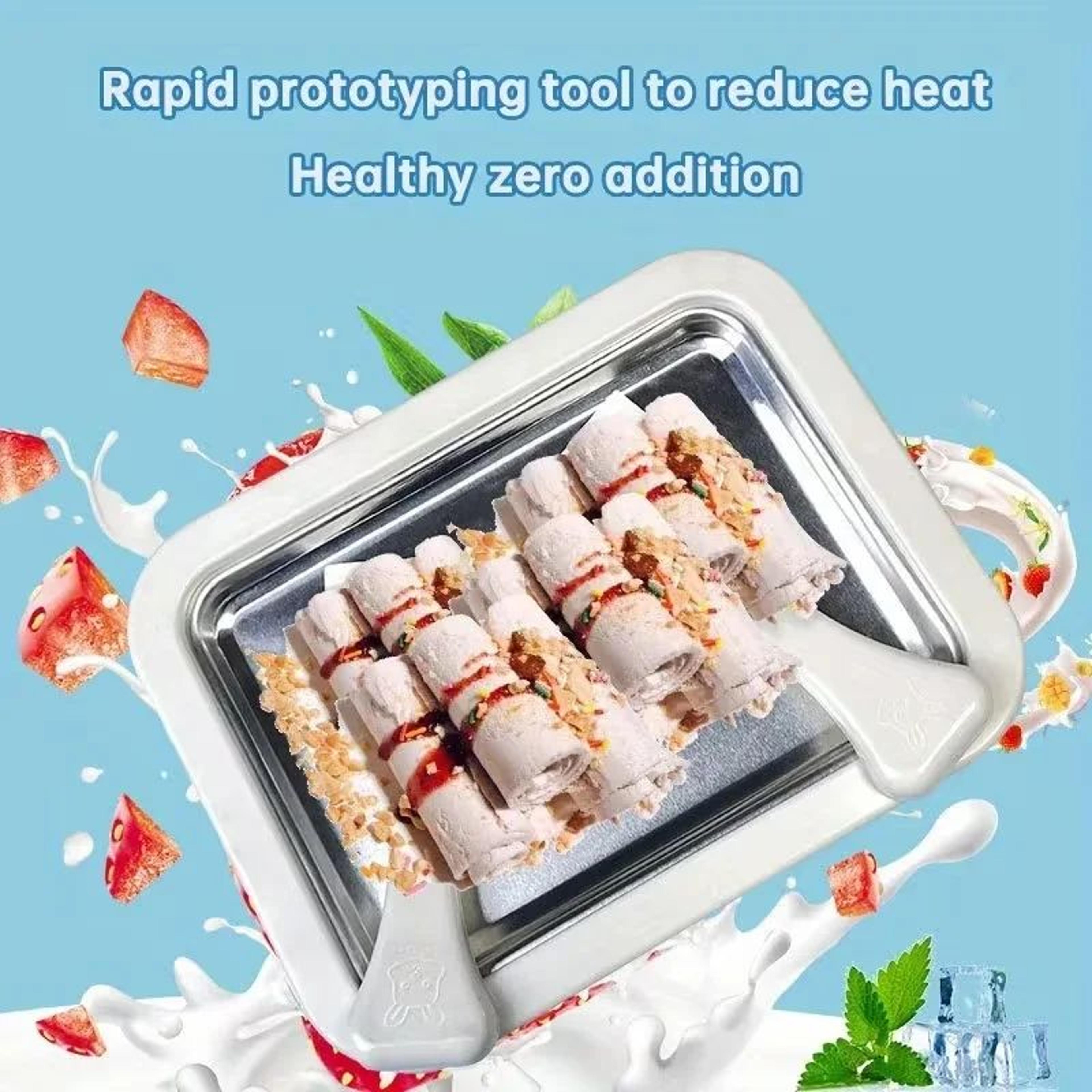 diy rolled ice cream maker pan with two scrapers for homemade desserts
