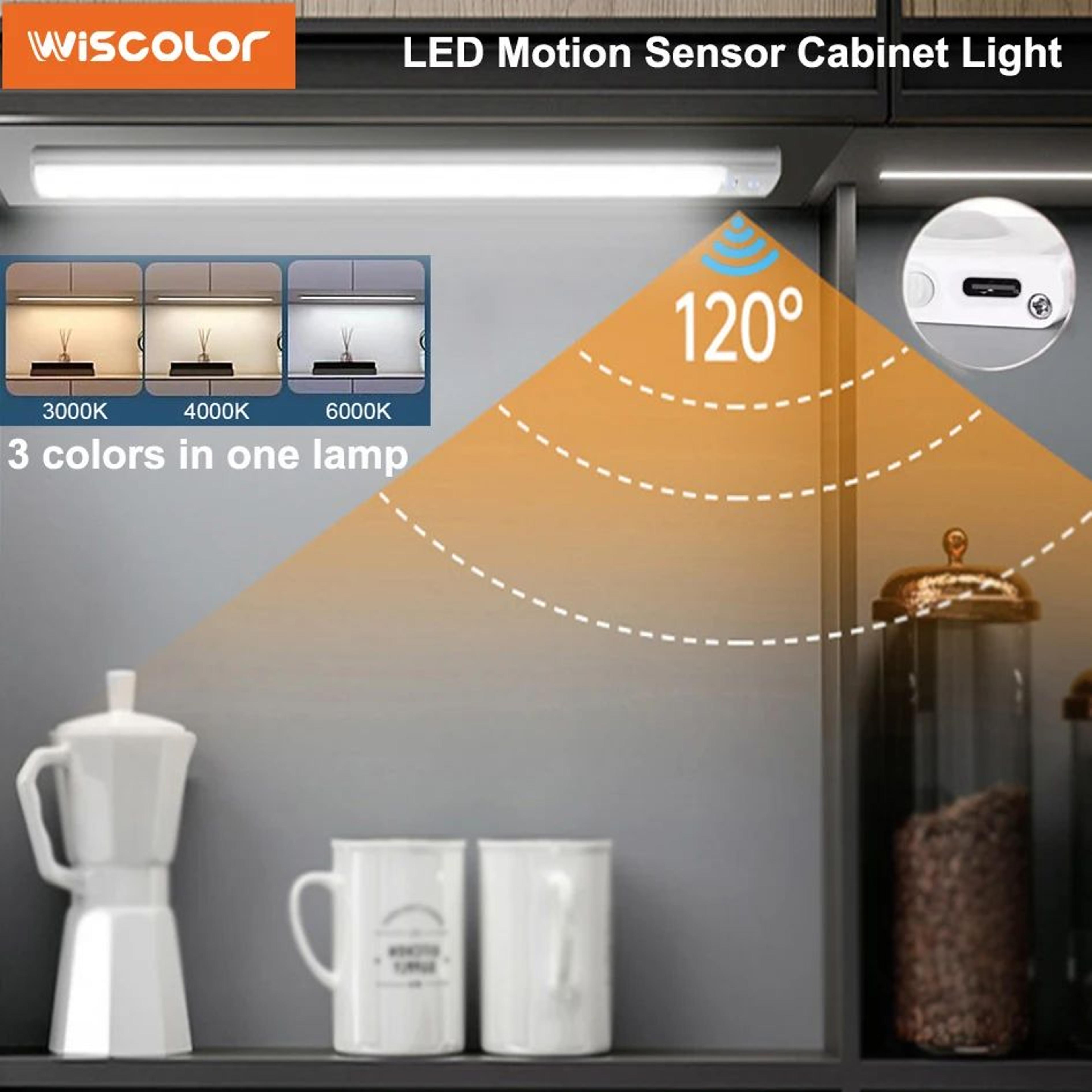 wiscolor rechargeable magnetic led cabinet light with motion sensor