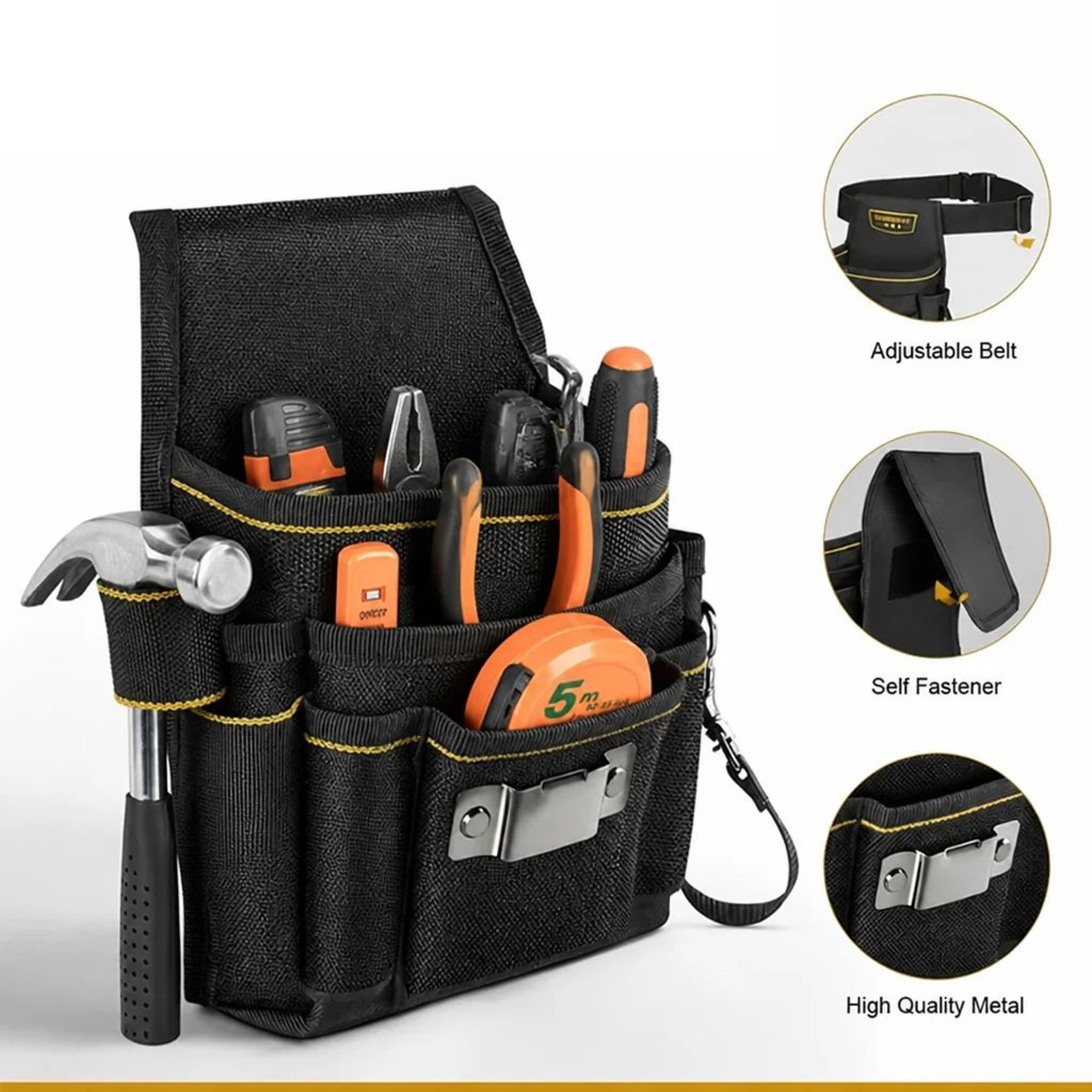 oxford cloth electrician tool bag with waist belt and multiple pockets
