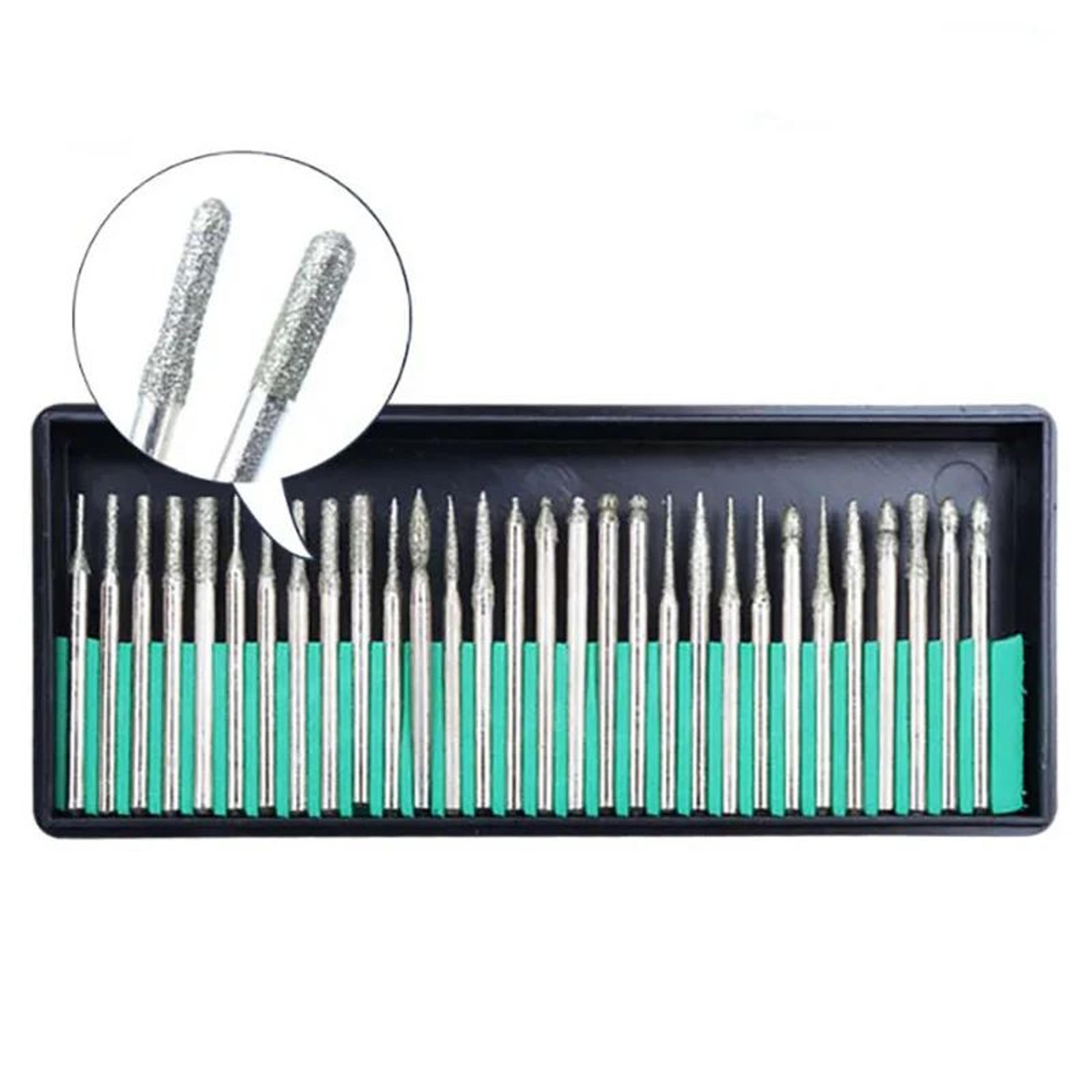 30 piece diamond burr bit set for rotary tool carving and sanding